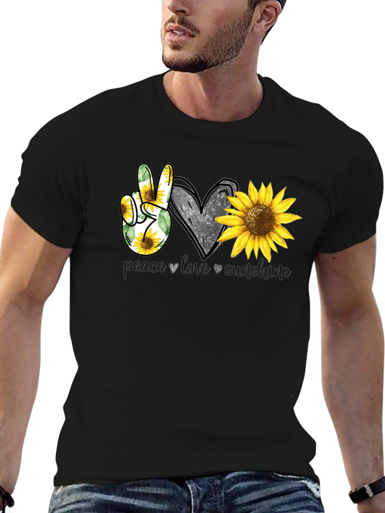 Peace Love Sunshine Sunflower Graphic Tee