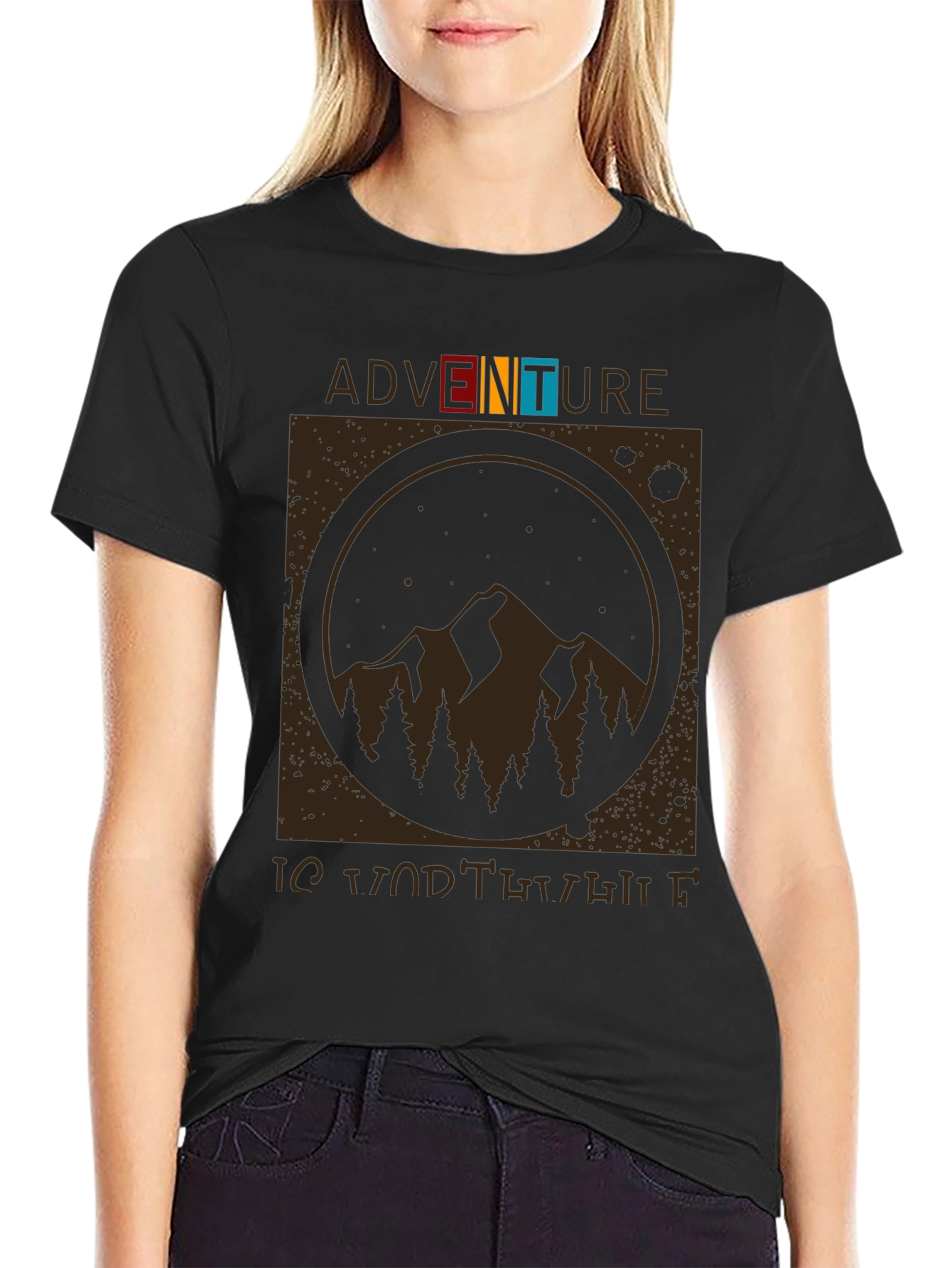 Adventure is Worth It Black Graphic T-Shirt