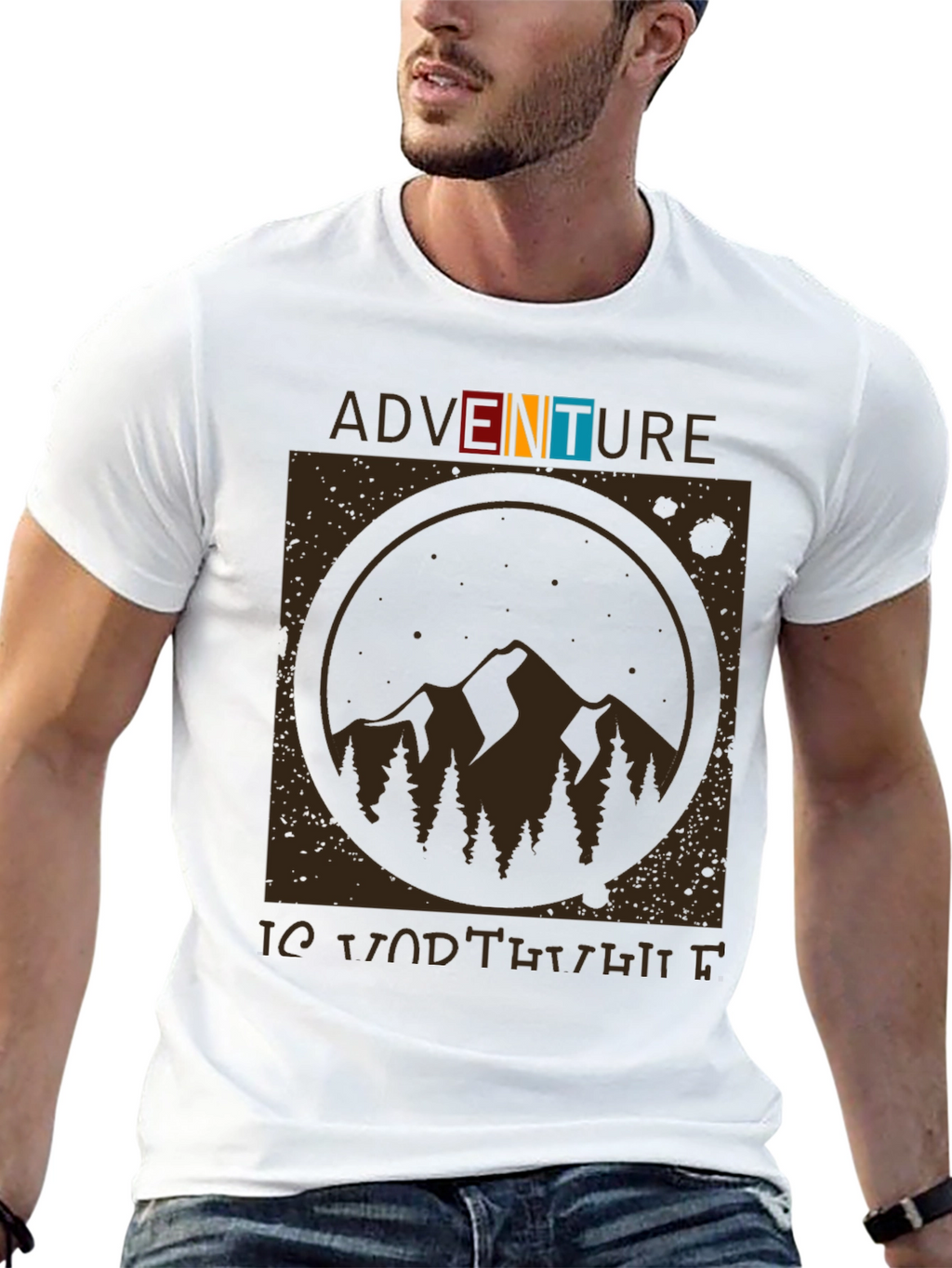 Adventure is Worth It Black Graphic T-Shirt