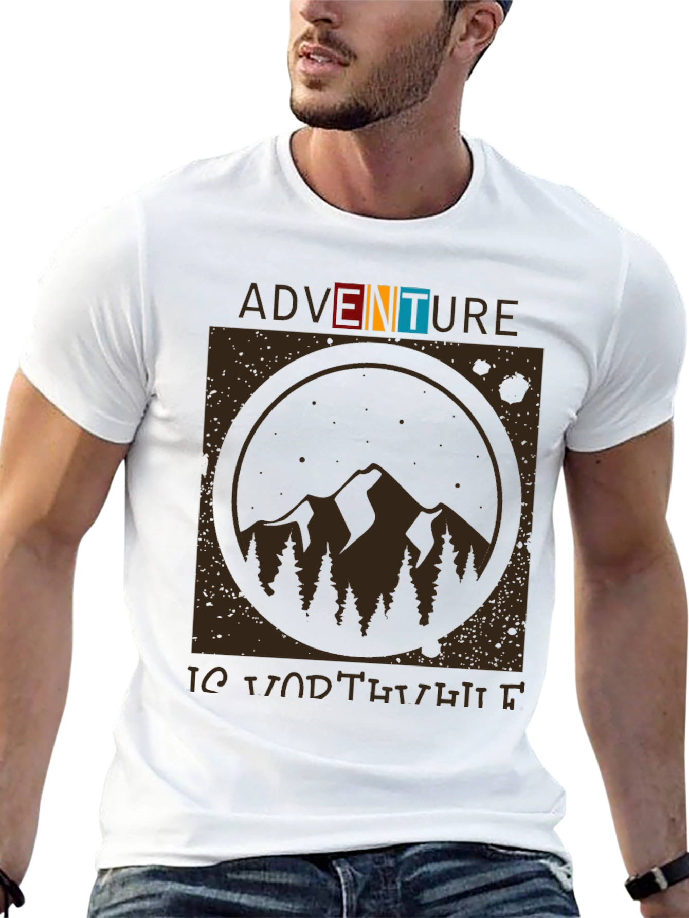 Adventure is Worth It Black Graphic T-Shirt