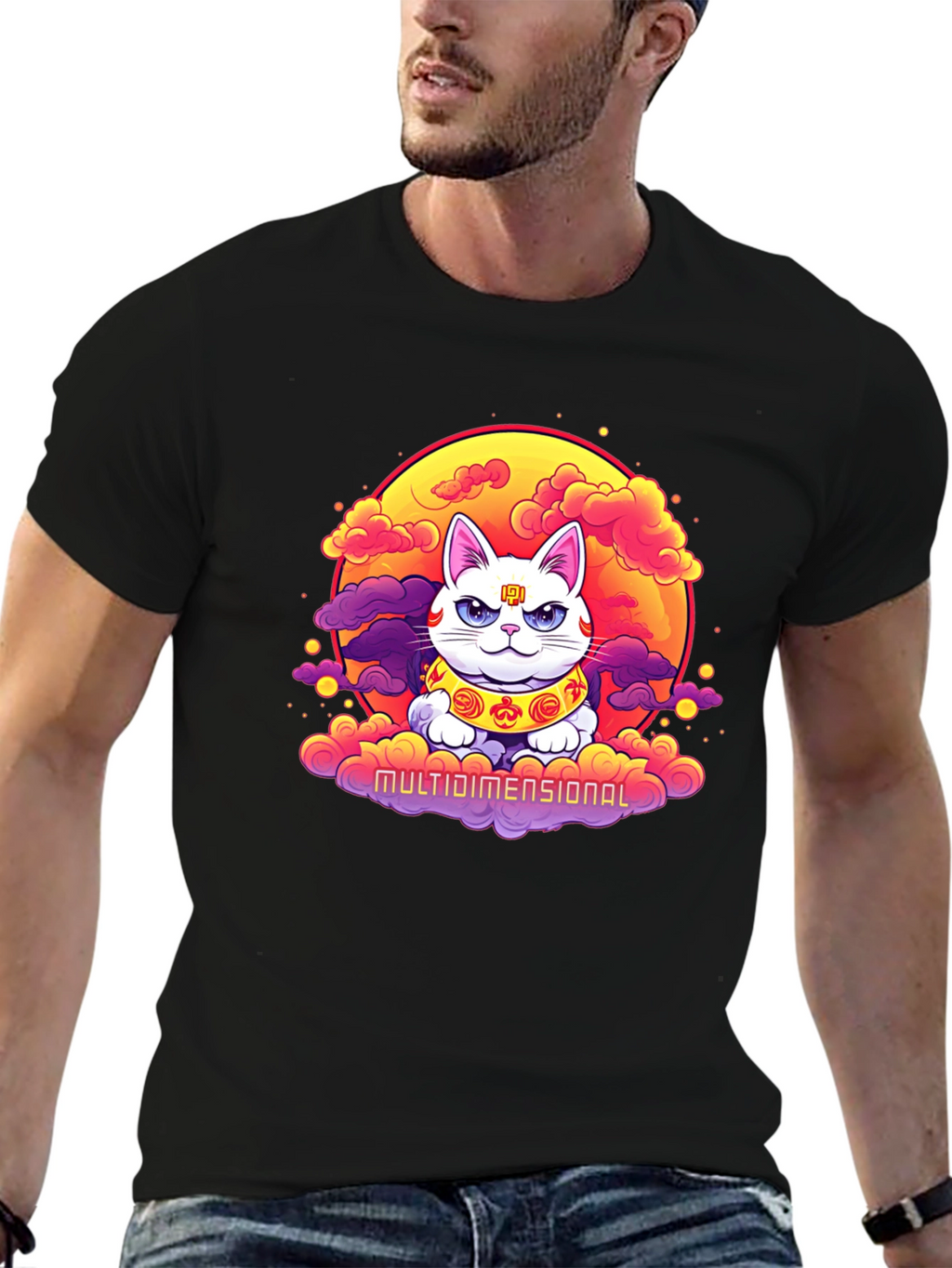 Multidimensional Lucky Cat Graphic Tee