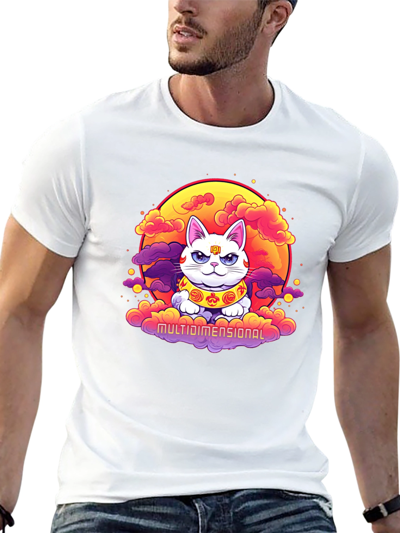 Multidimensional Lucky Cat Graphic Tee
