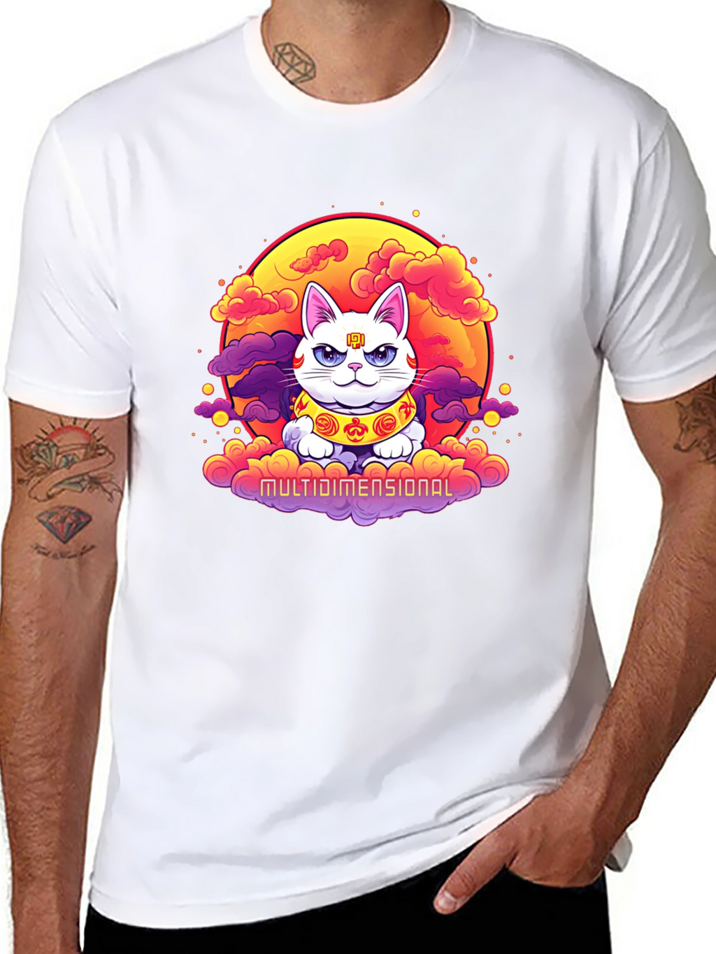 Multidimensional Lucky Cat Graphic Tee
