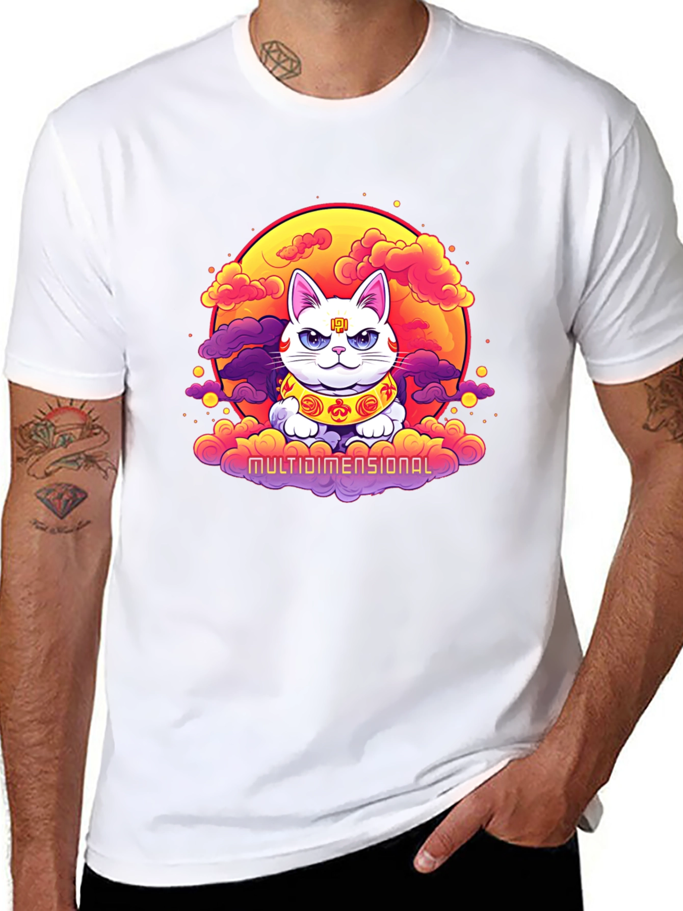 Multidimensional Lucky Cat Graphic Tee