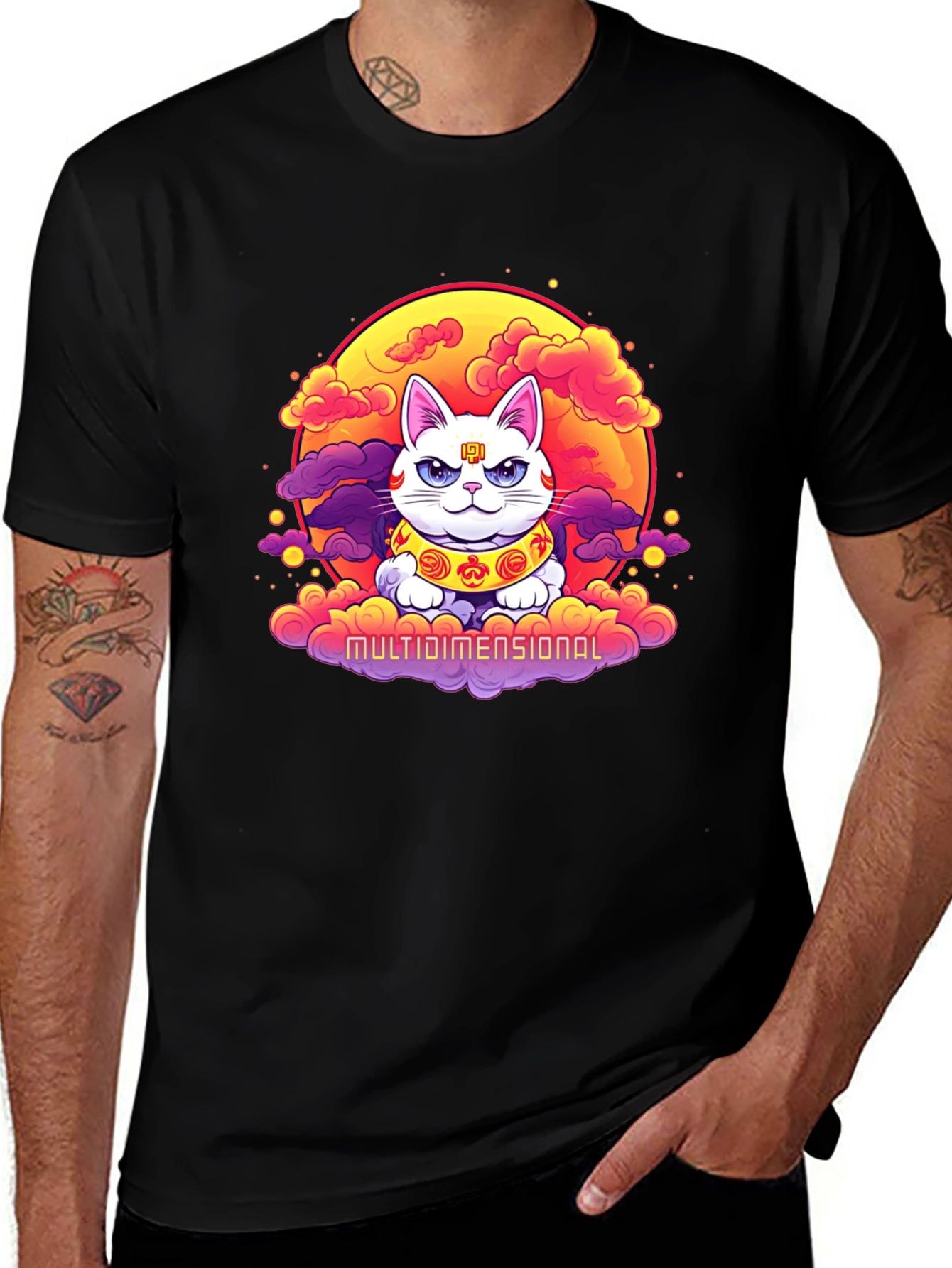 Multidimensional Lucky Cat Graphic Tee