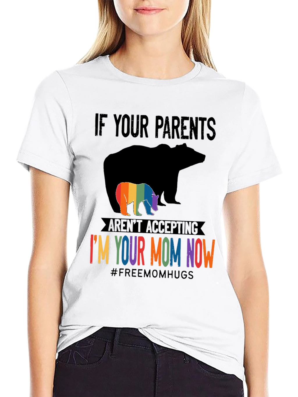 LGBTQ+ Supportive Graphic Tee - Bear Mom Pride