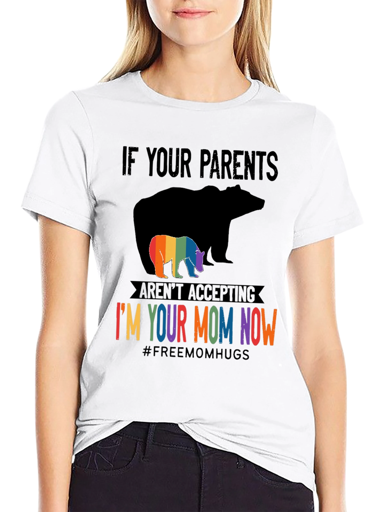 LGBTQ+ Supportive Graphic Tee - Bear Mom Pride