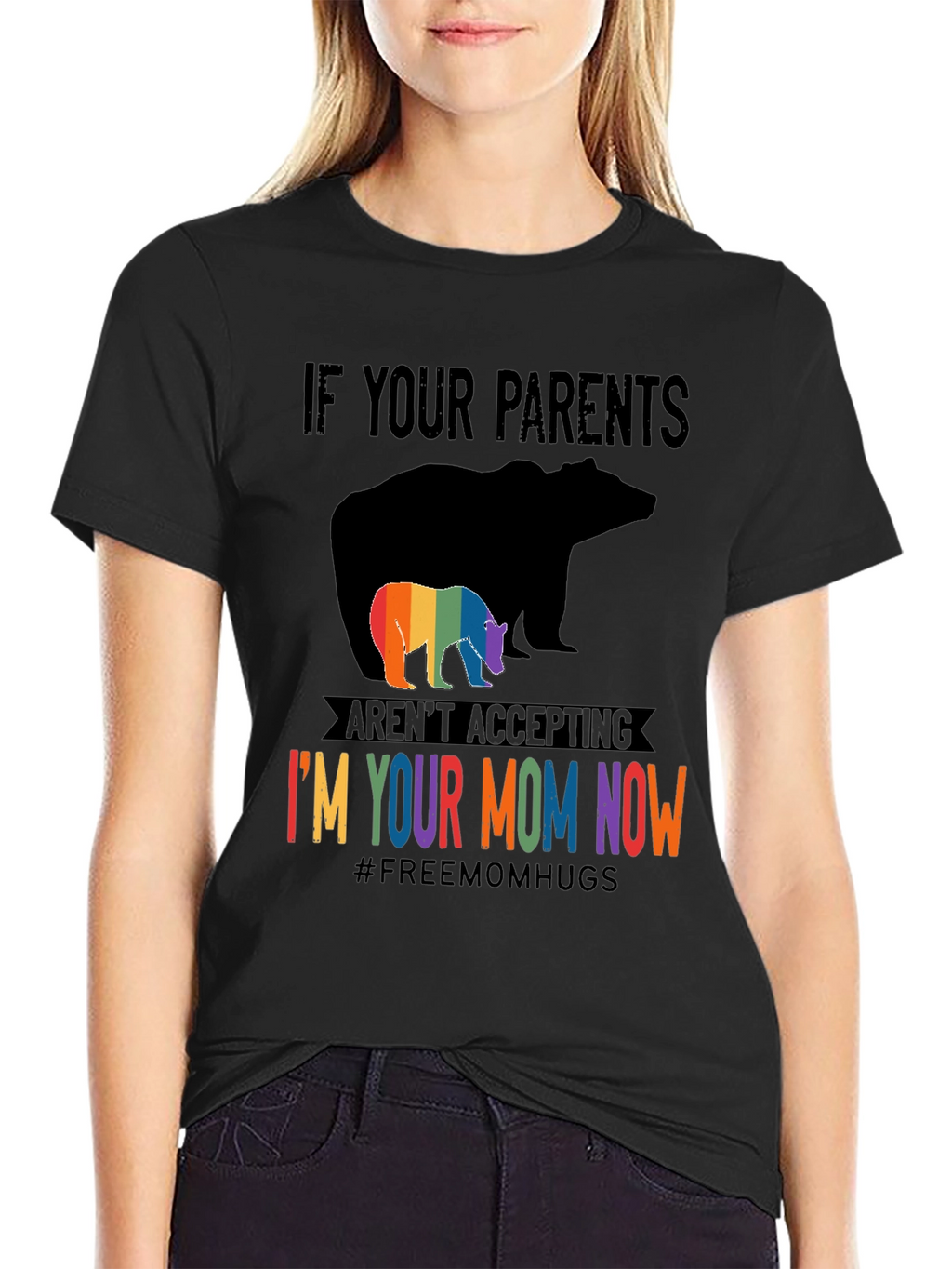 LGBTQ+ Supportive Graphic Tee - Bear Mom Pride