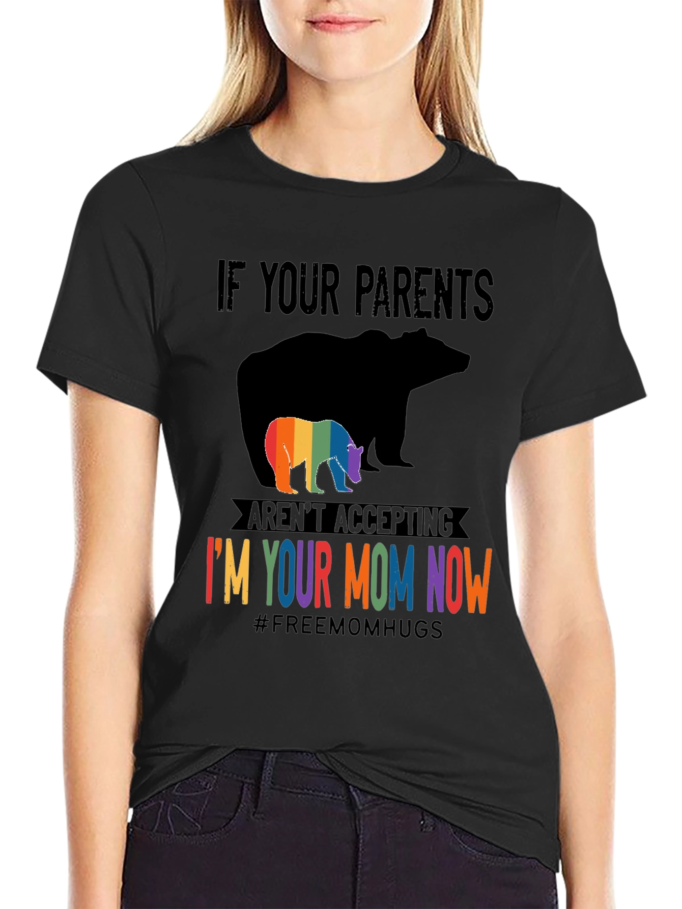 LGBTQ+ Supportive Graphic Tee - Bear Mom Pride