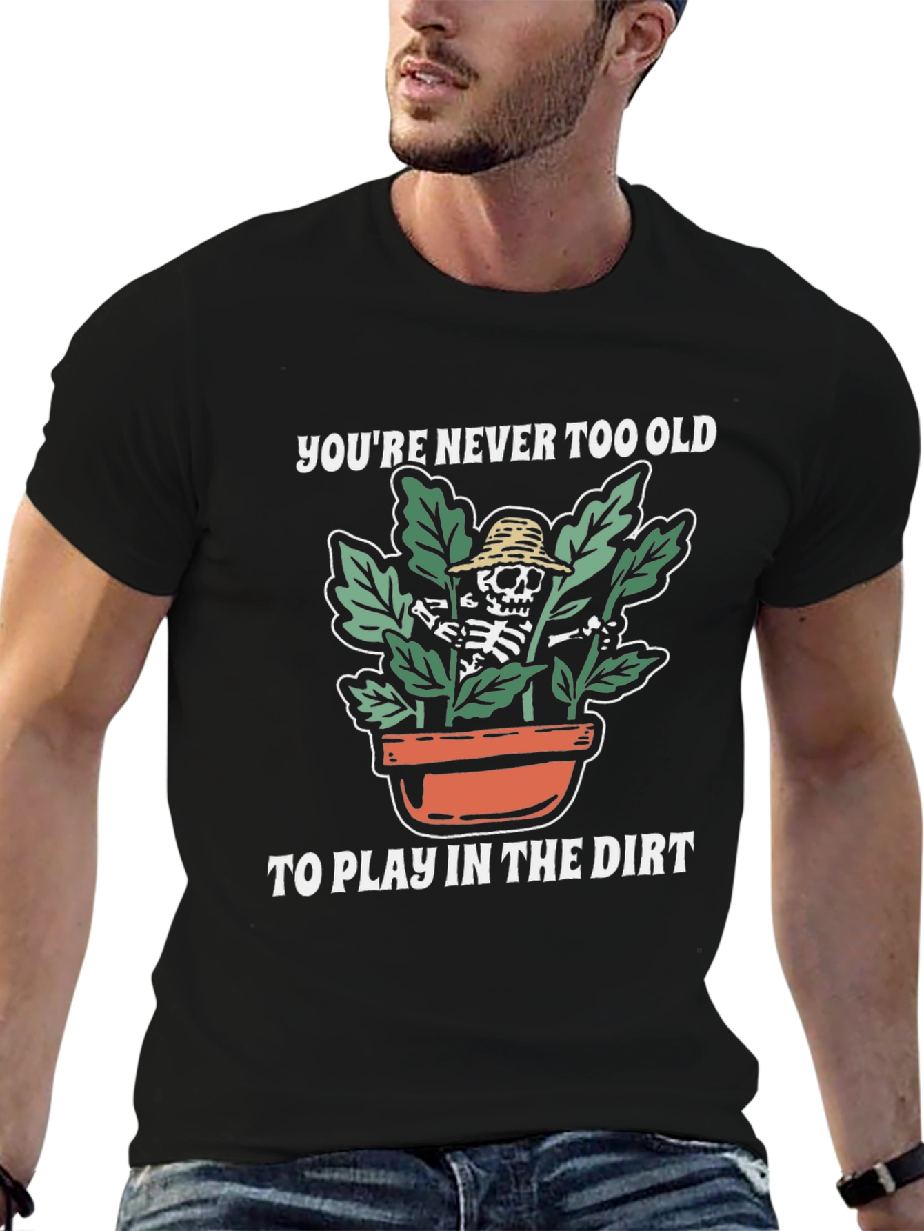 Funny Skeleton Gardening T-Shirt - Play in the Dirt!