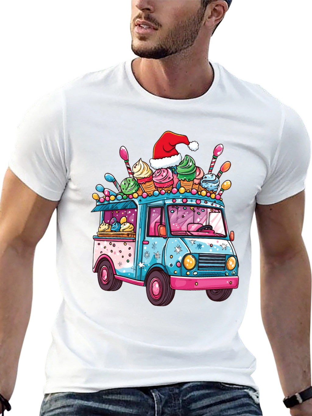 Ice Cream Truck Christmas T-Shirt