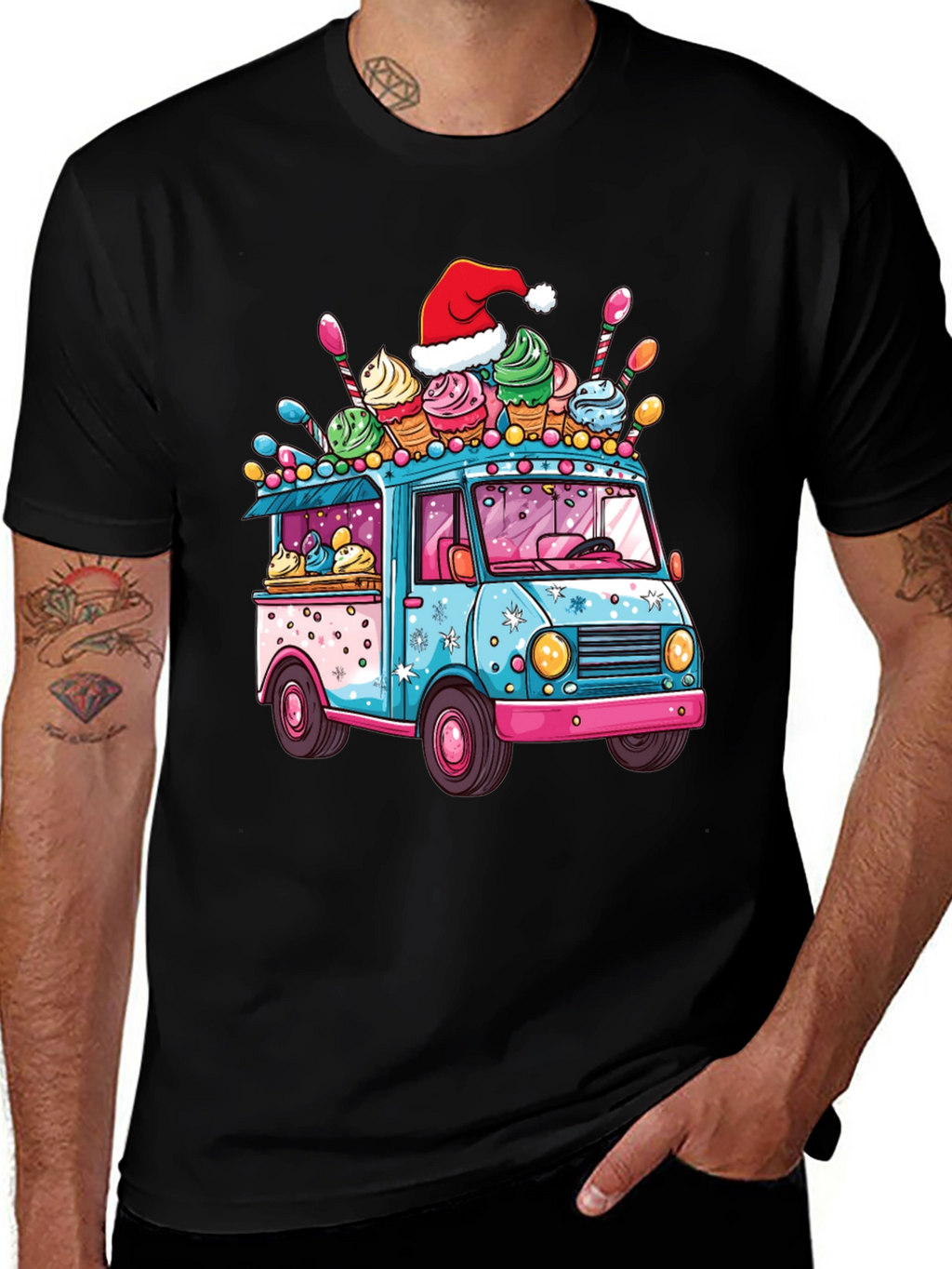 Ice Cream Truck Christmas T-Shirt