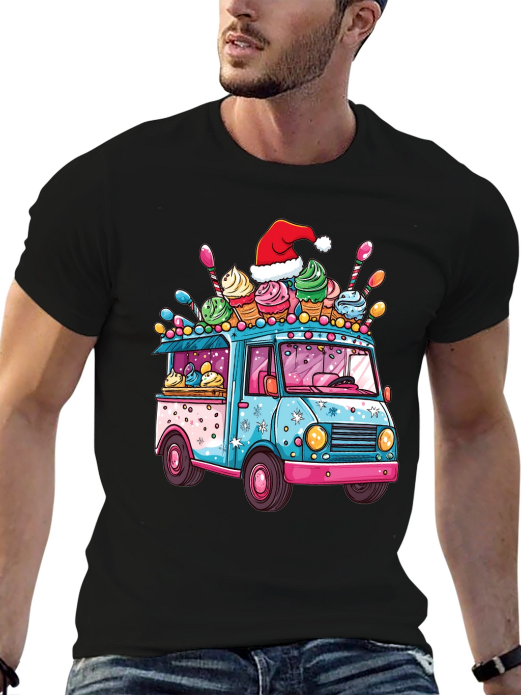 Ice Cream Truck Christmas T-Shirt