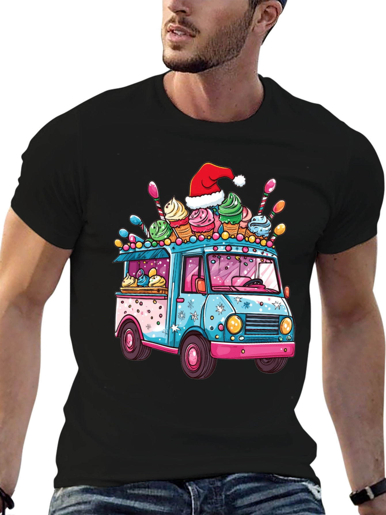 Ice Cream Truck Christmas T-Shirt