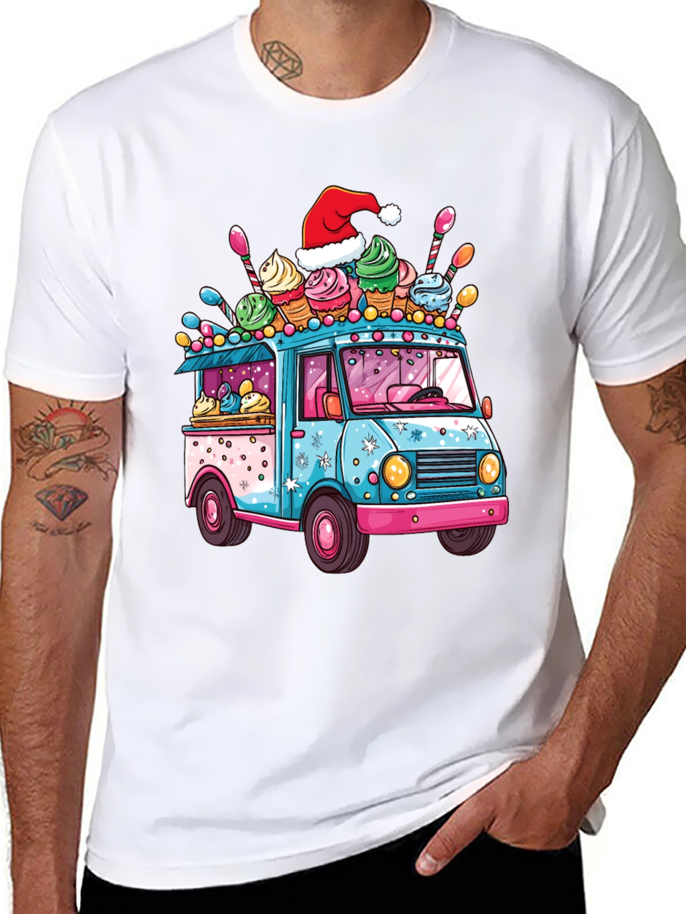 Ice Cream Truck Christmas T-Shirt