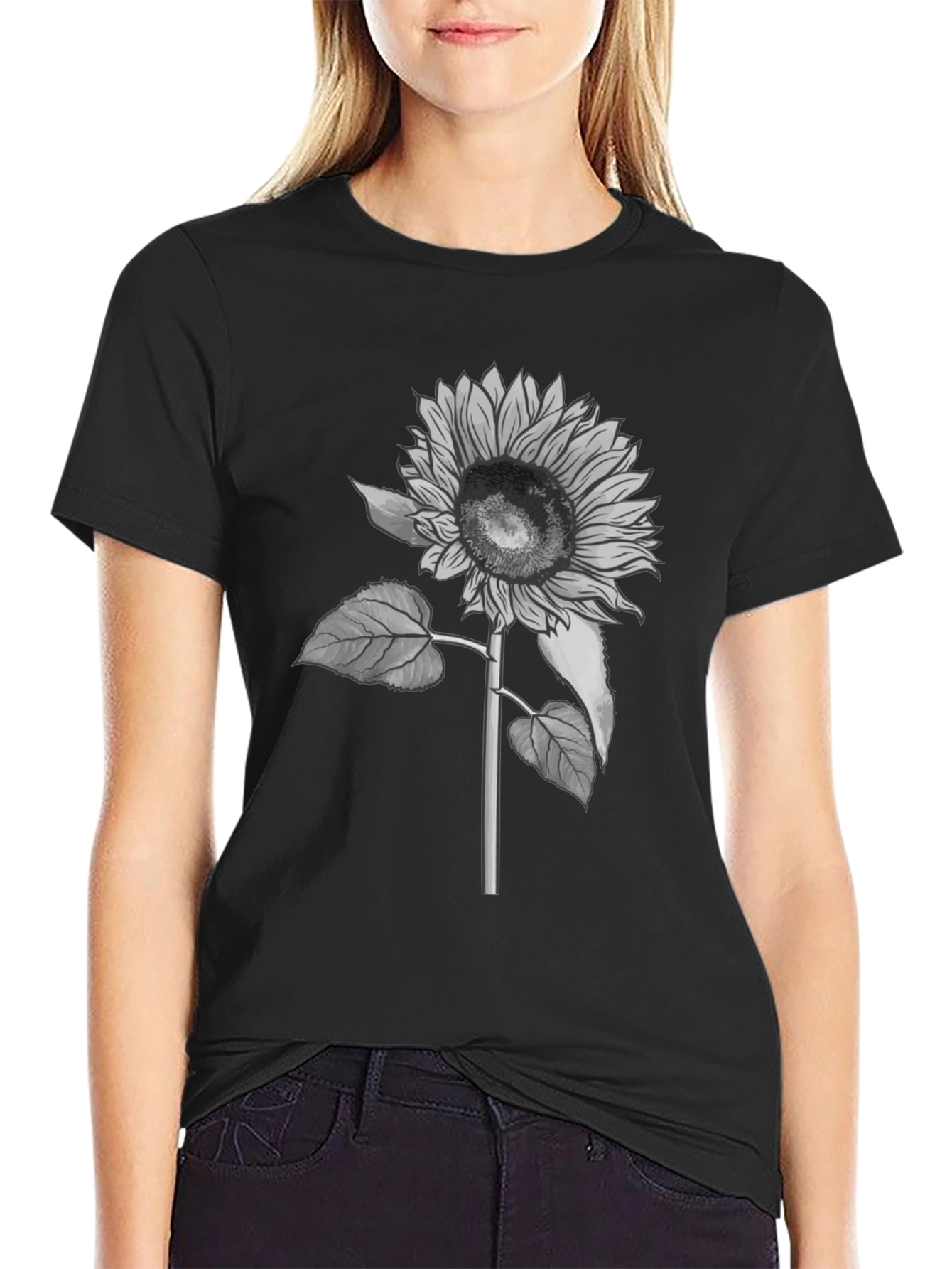 Sunflower Graphic T-Shirt - Black Casual Tee