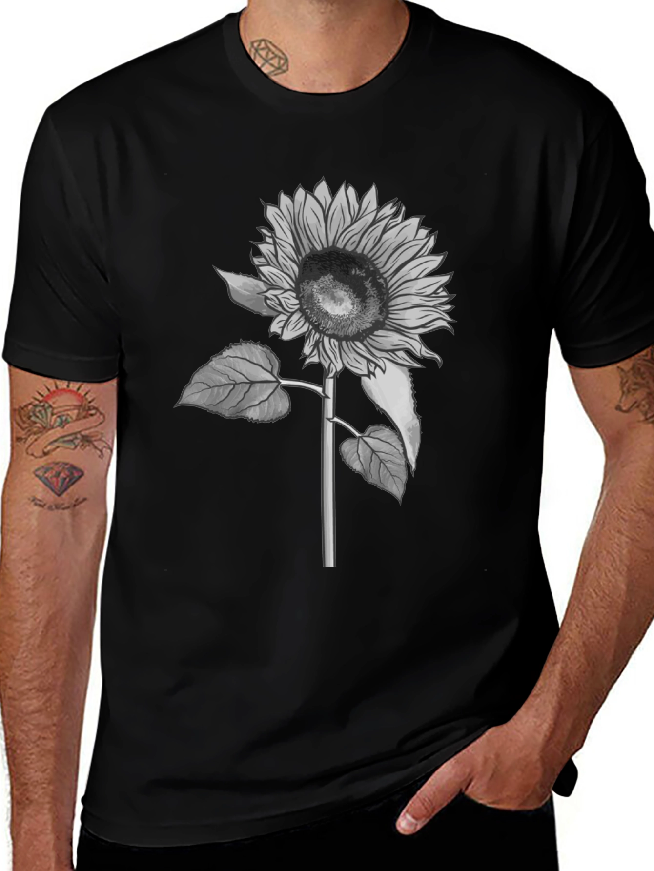 Sunflower Graphic T-Shirt - Black Casual Tee