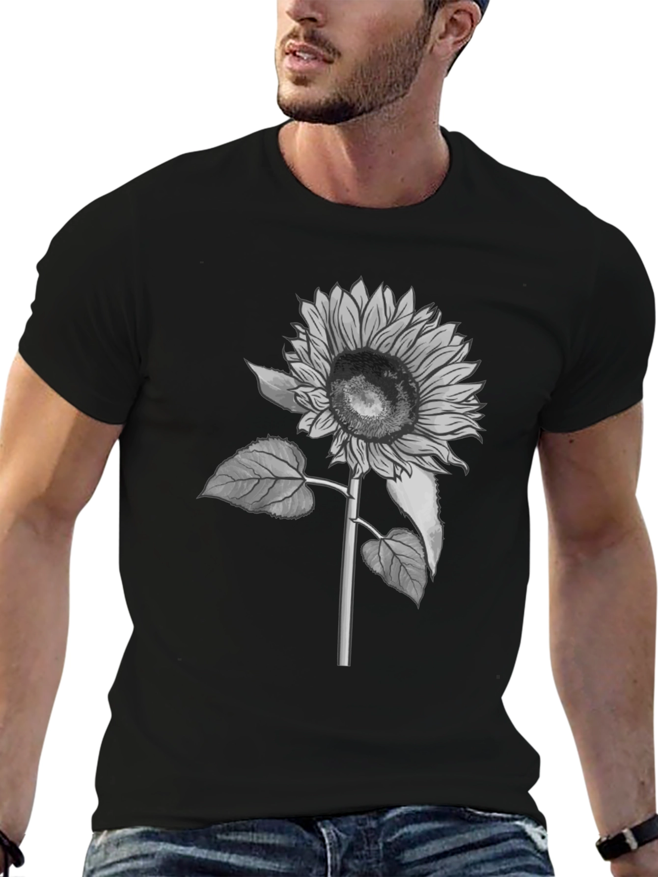 Sunflower Graphic T-Shirt - Black Casual Tee