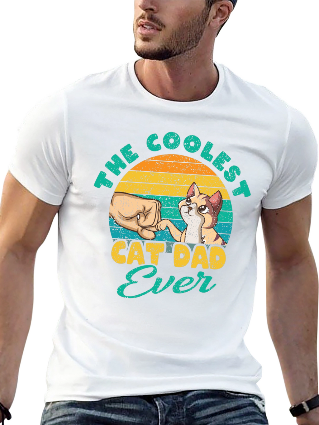 Coolest Cat Dad Ever Graphic T-Shirt
