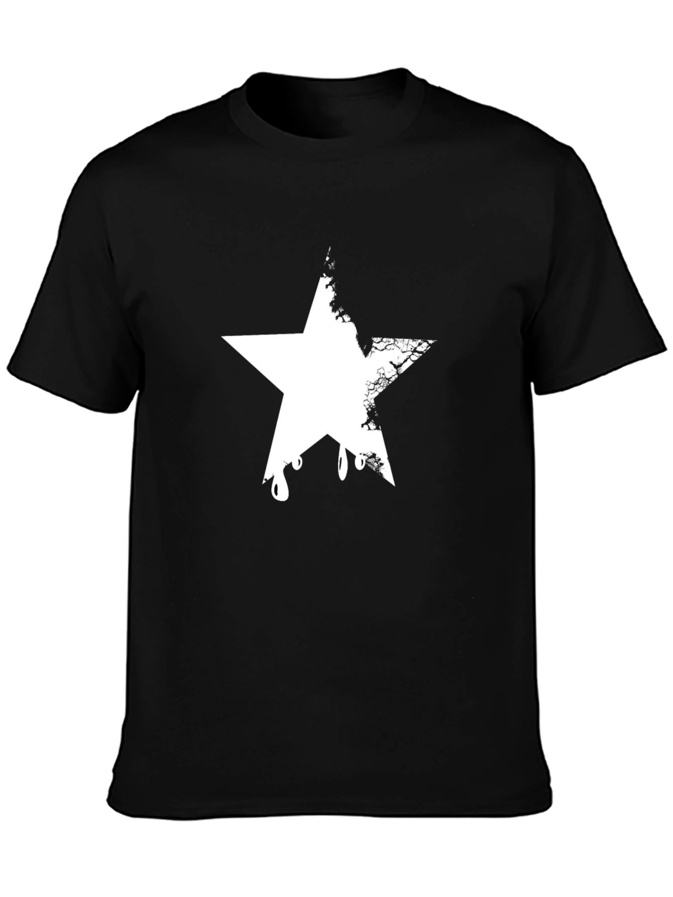 Black Graphic Tee - Distressed Star Design
