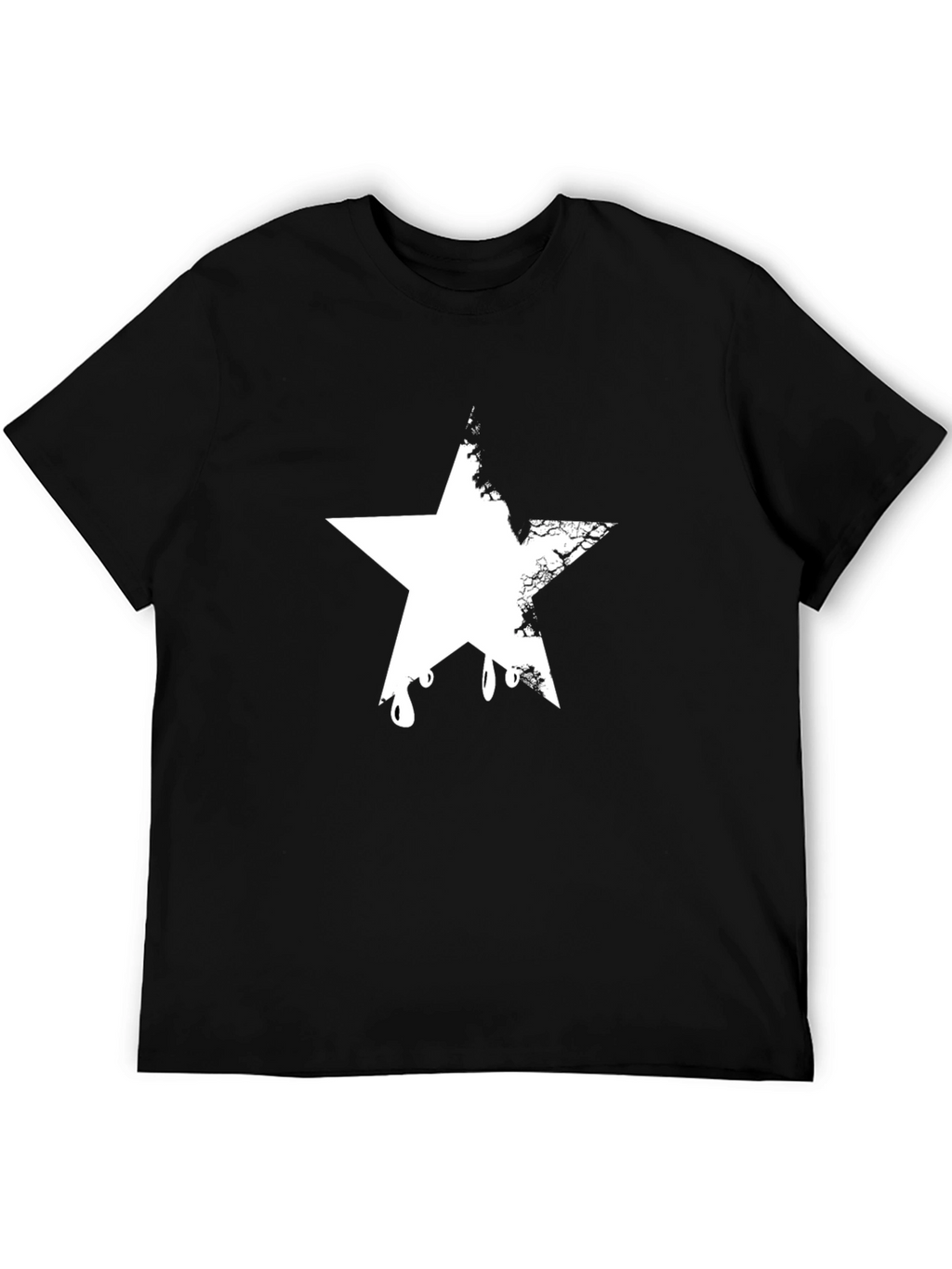 Black Graphic Tee - Distressed Star Design