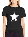 Black Graphic Tee - Distressed Star Design