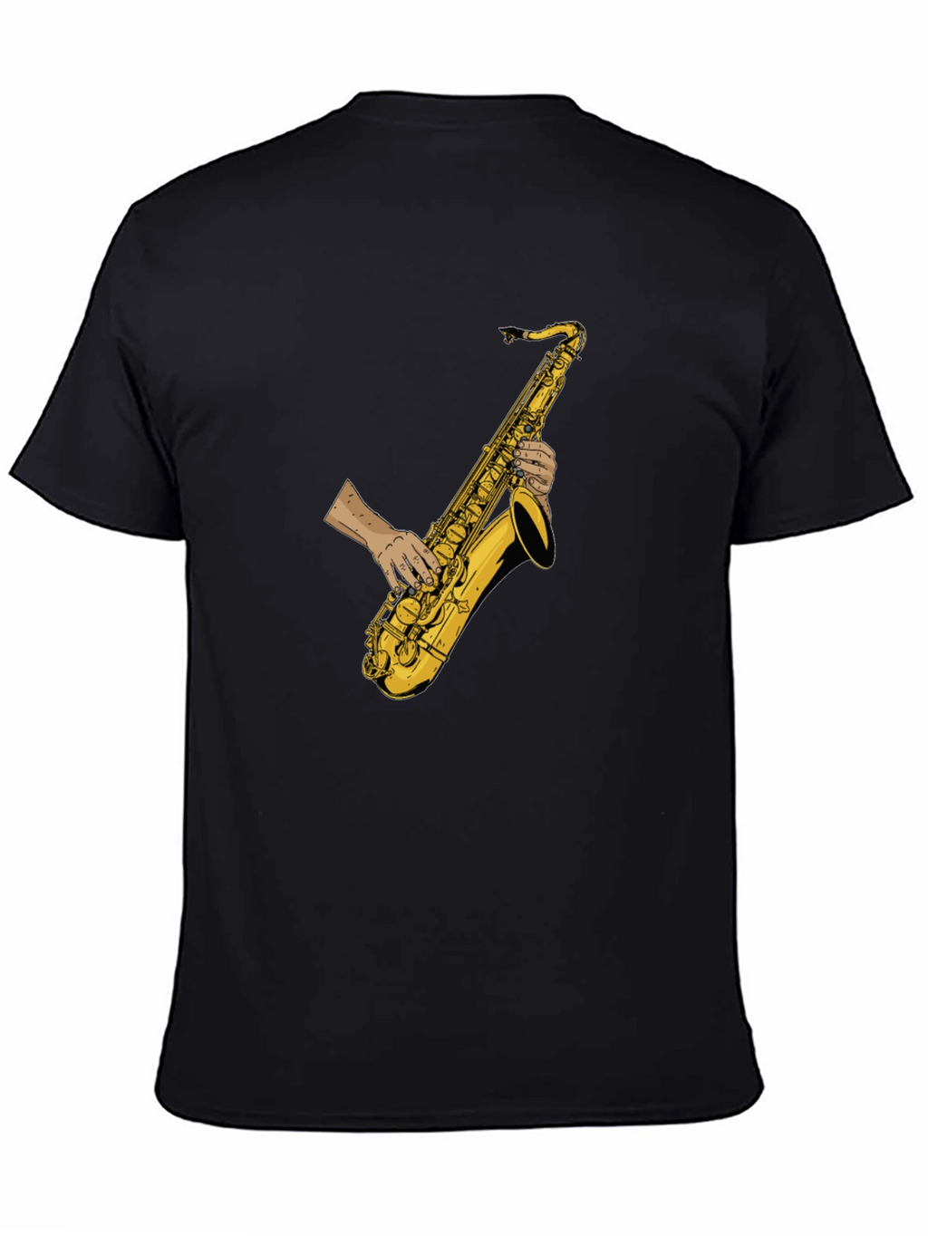 Saxophone Player Graphic Tee - Black Cotton T-Shirt