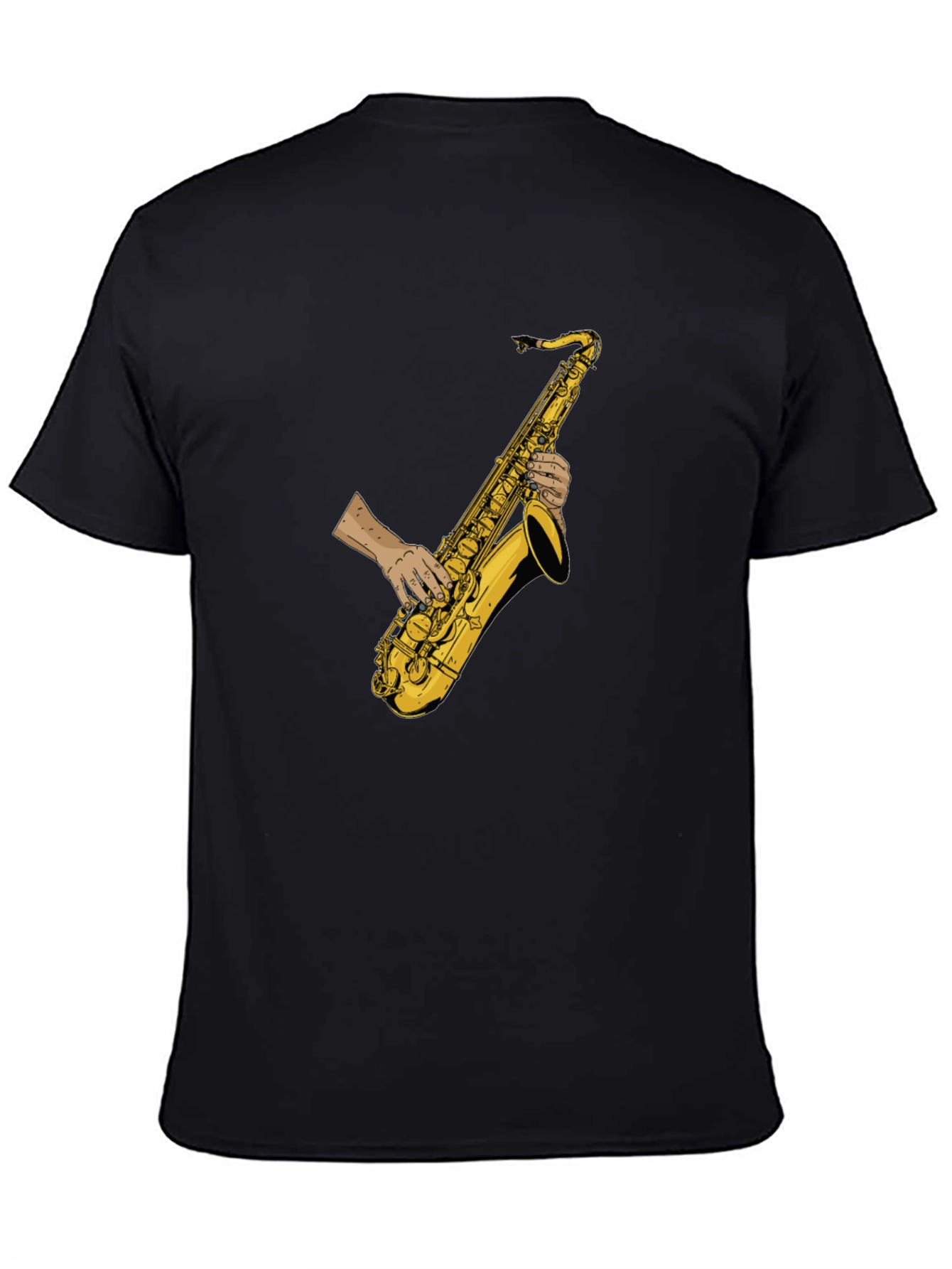 Saxophone Player Graphic Tee - Black Cotton T-Shirt