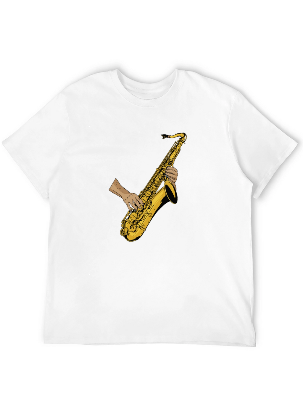 Saxophone Player Graphic Tee - Black Cotton T-Shirt