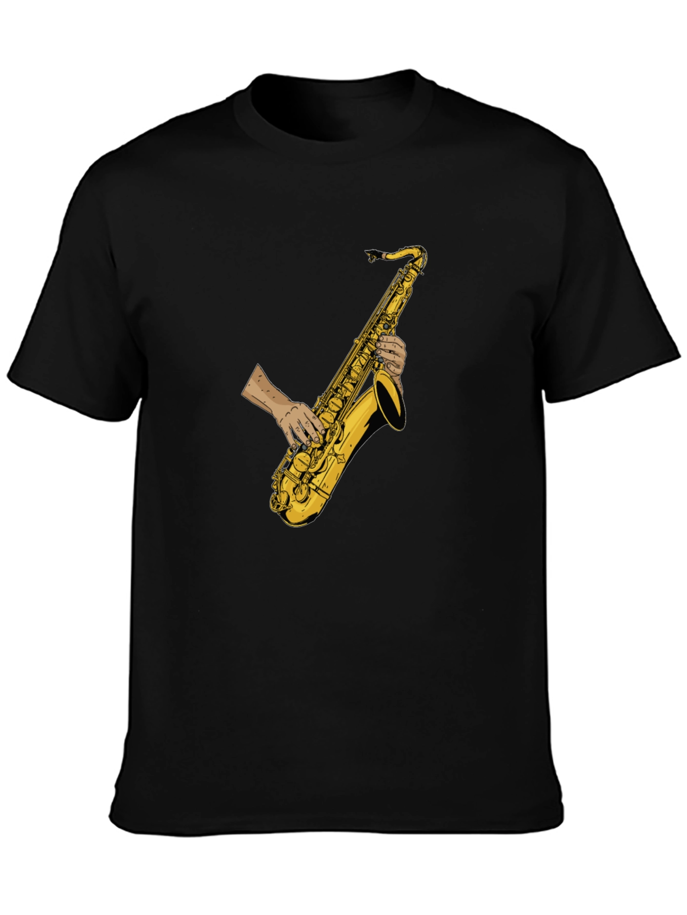 Saxophone Player Graphic Tee - Black Cotton T-Shirt