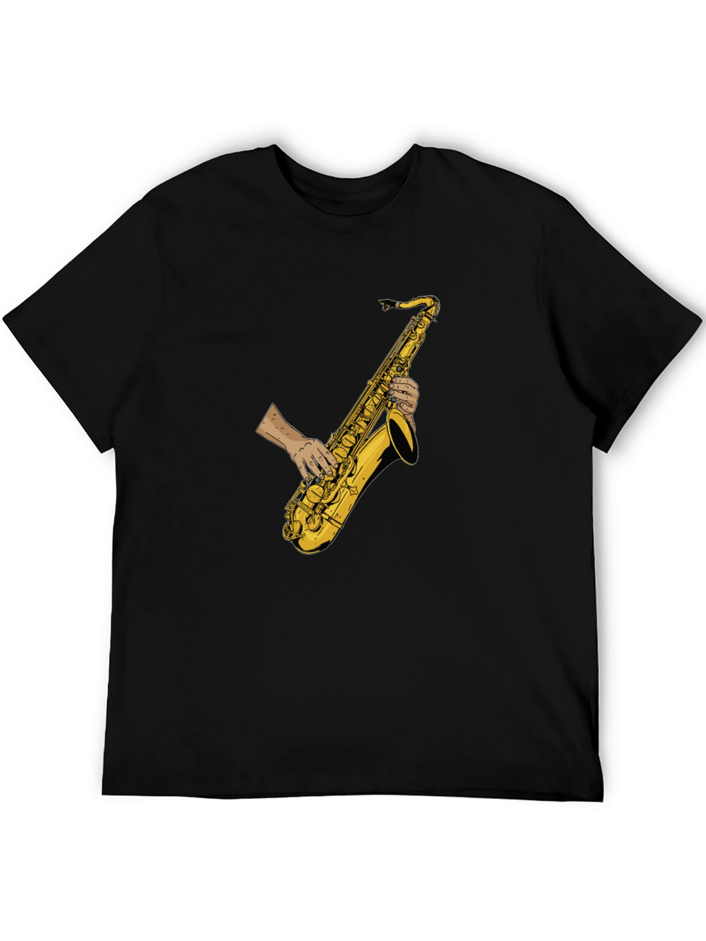 Saxophone Player Graphic Tee - Black Cotton T-Shirt
