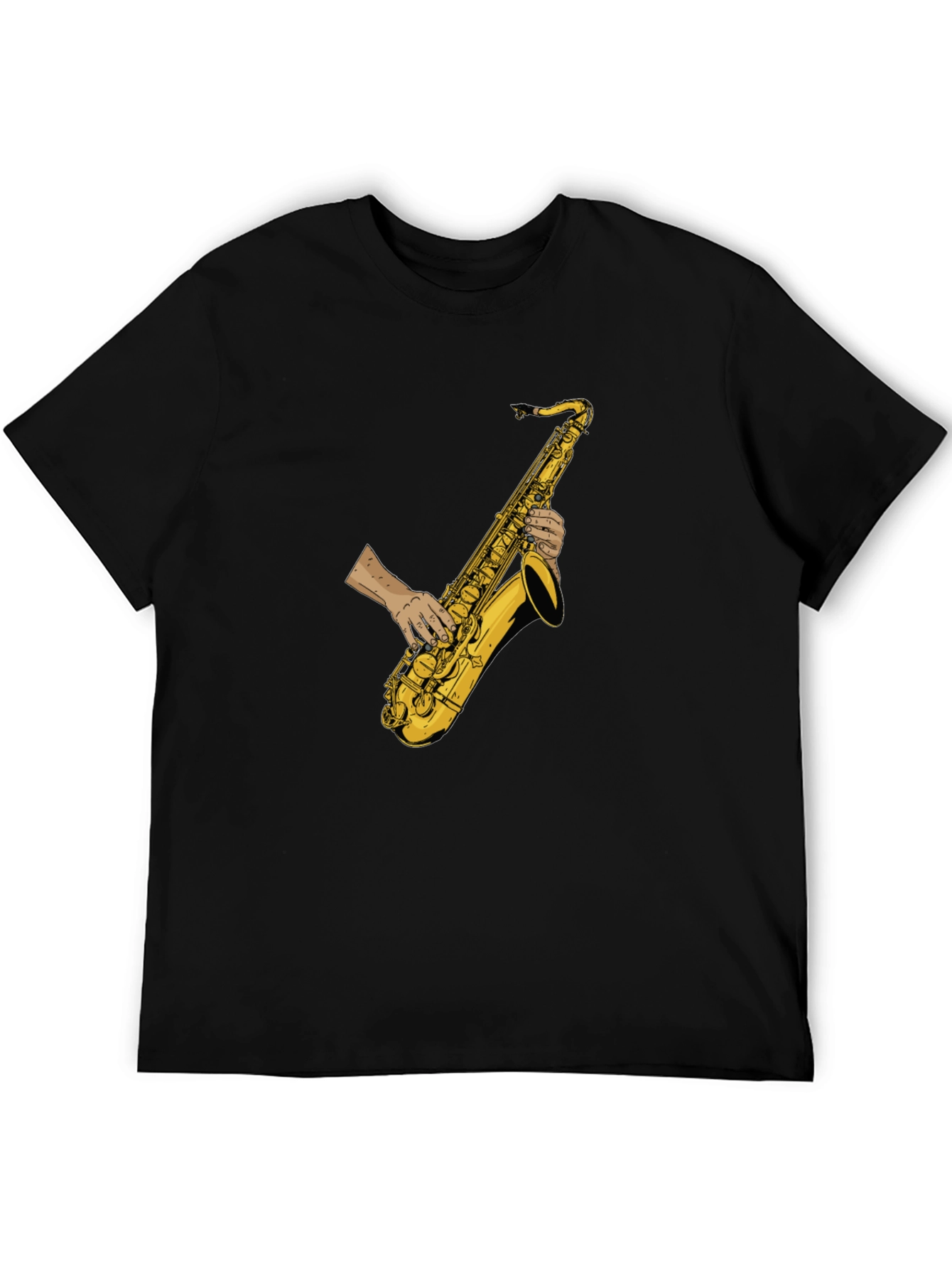 Saxophone Player Graphic Tee - Black Cotton T-Shirt