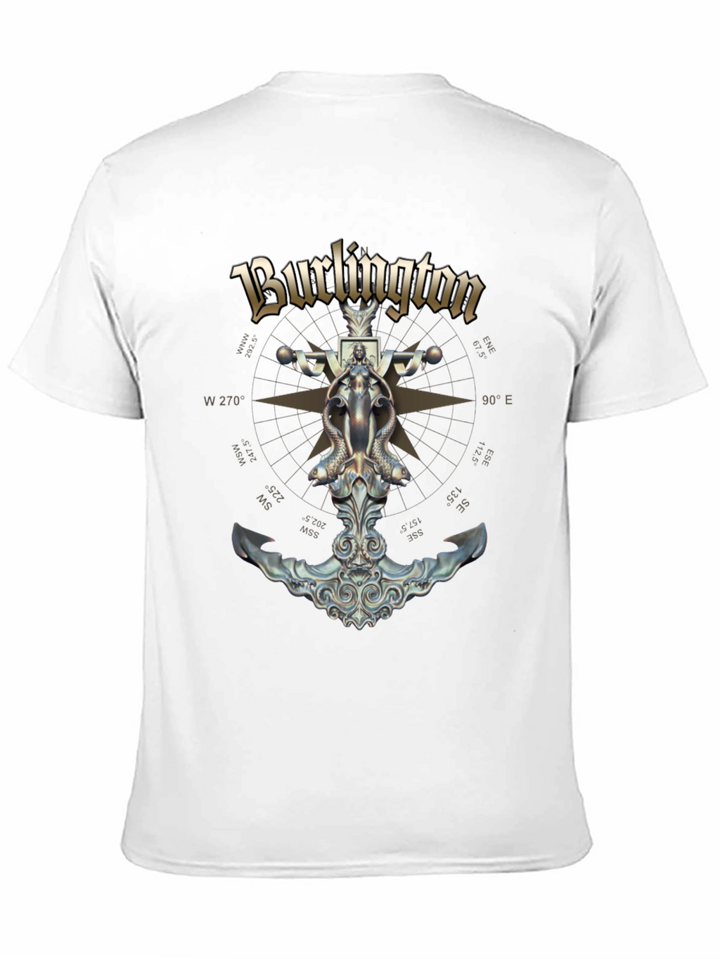 Burlington Nautical Compass Anchor Black T-Shirt