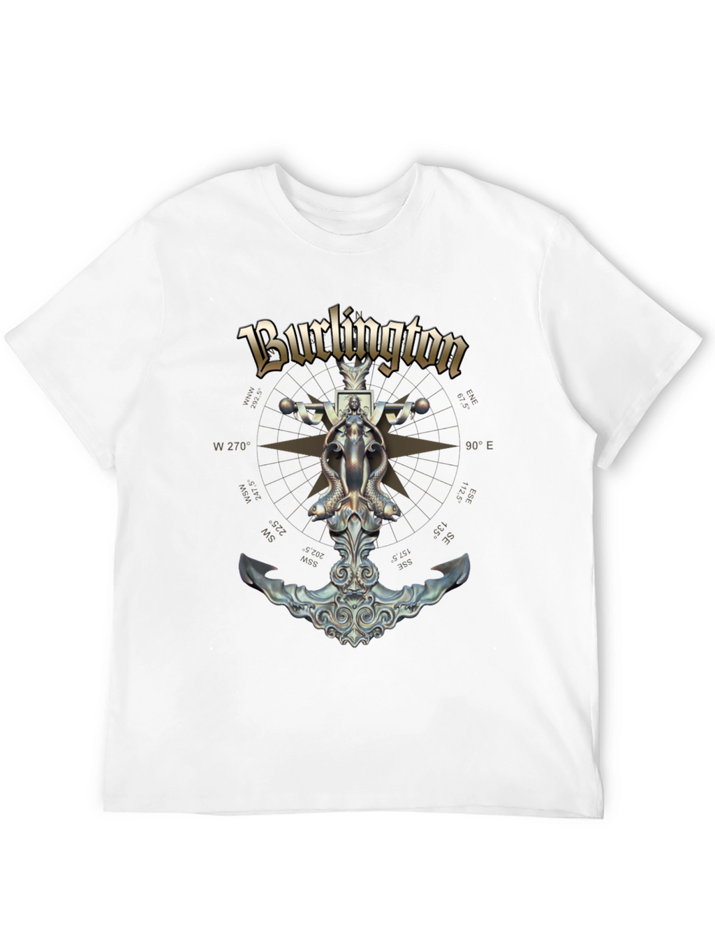 Burlington Nautical Compass Anchor Black T-Shirt