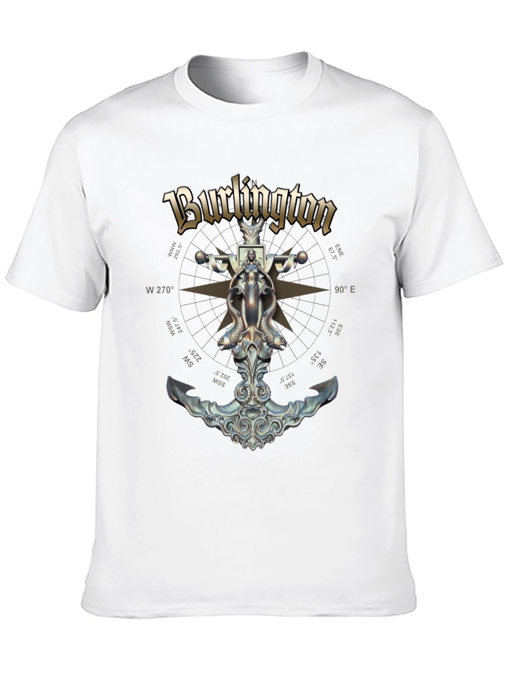 Burlington Nautical Compass Anchor Black T-Shirt