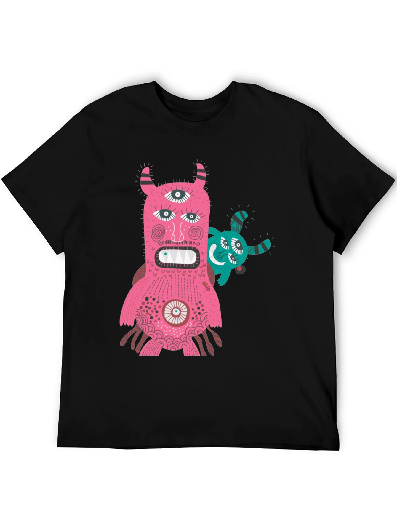 Monster Graphic Tee - Black T-Shirt with Fun Creature Design
