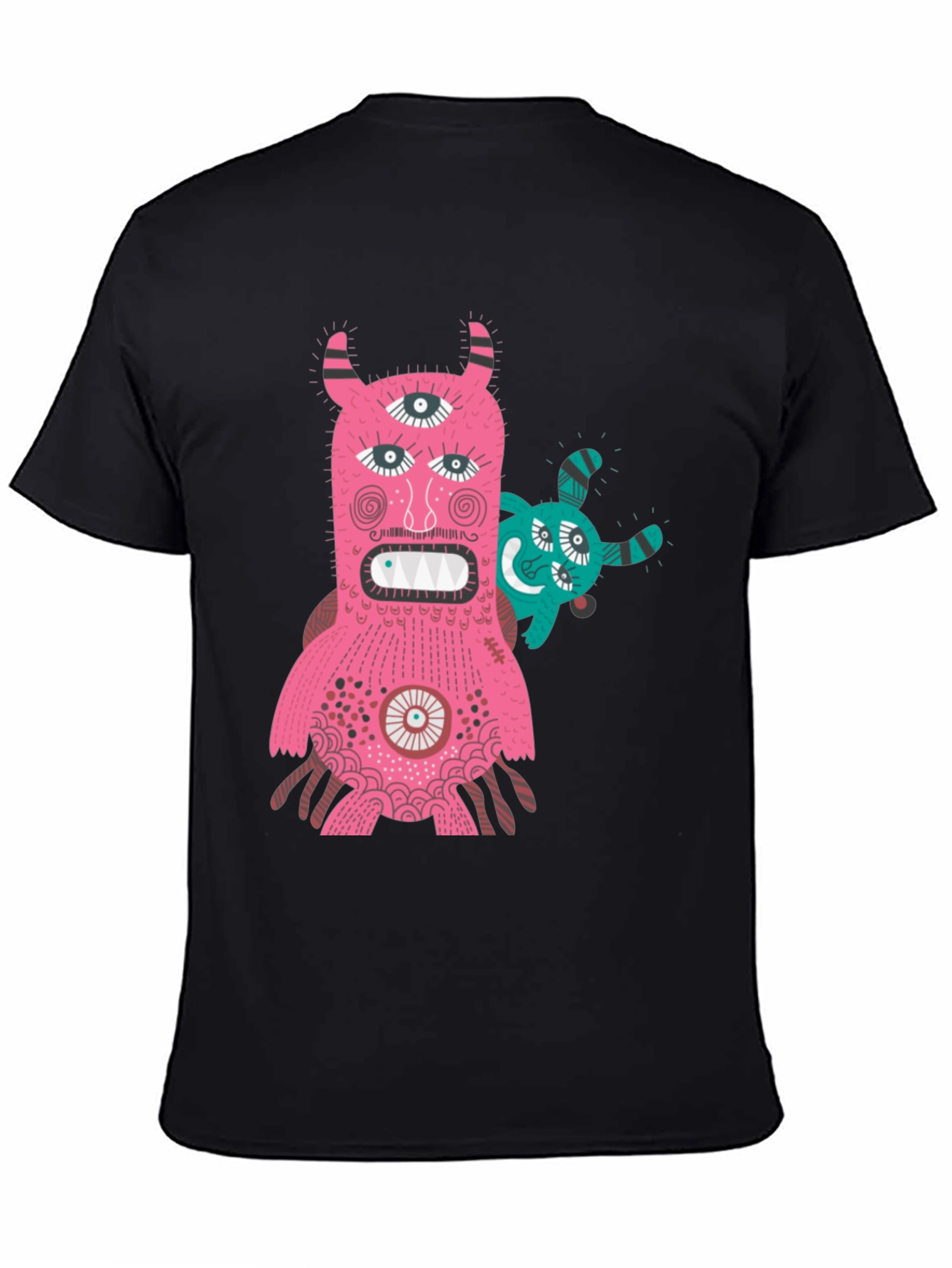 Monster Graphic Tee - Black T-Shirt with Fun Creature Design