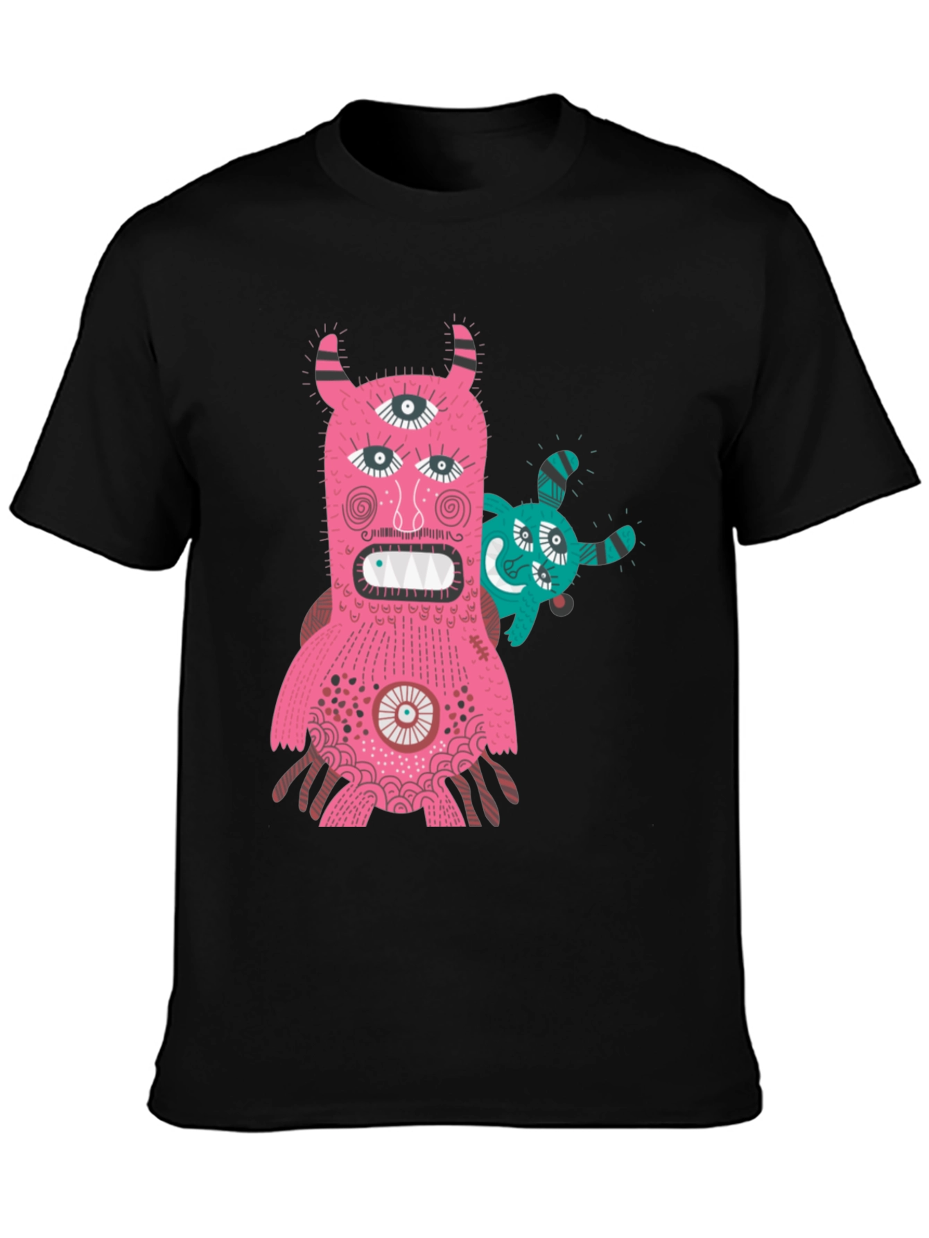 Monster Graphic Tee - Black T-Shirt with Fun Creature Design