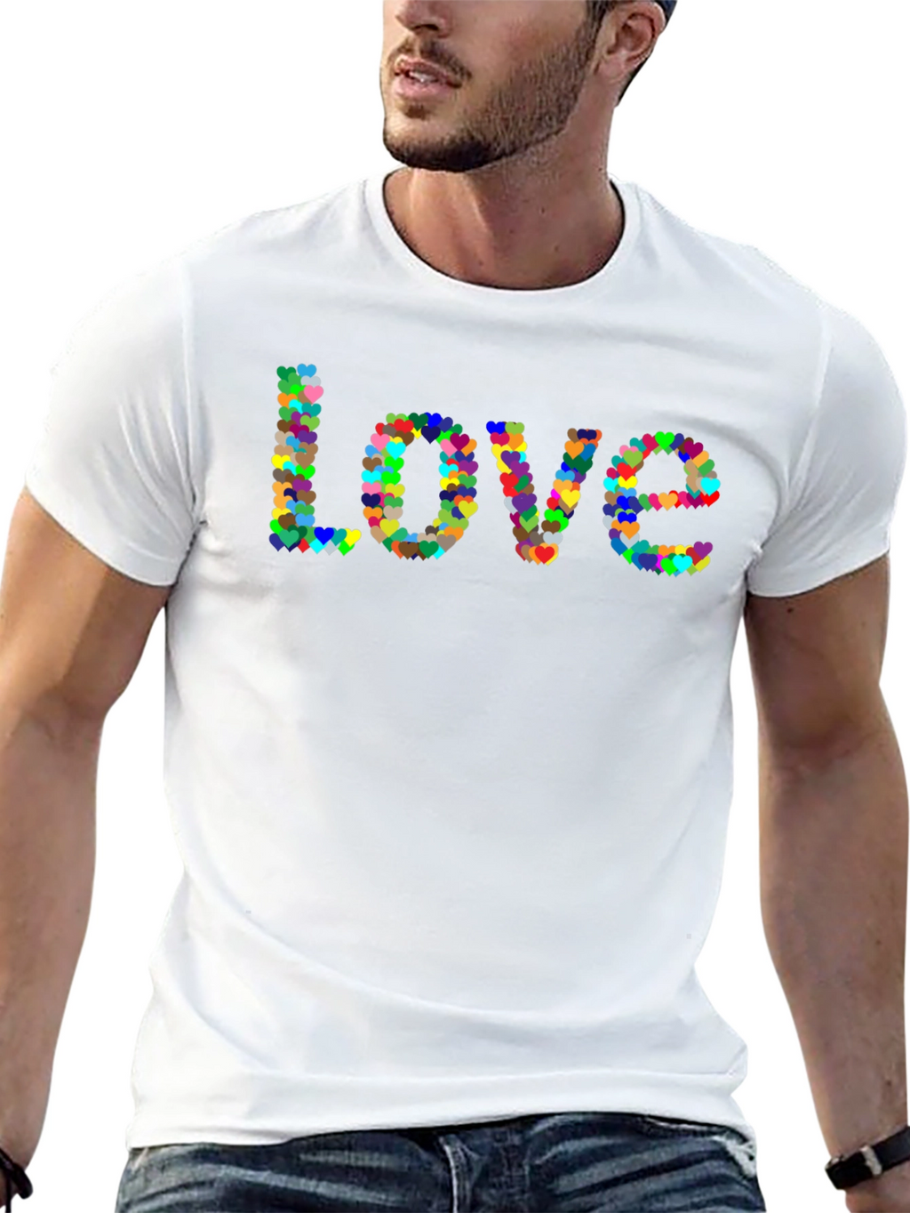 Love Heart T-Shirt - Black Cotton Graphic Tee