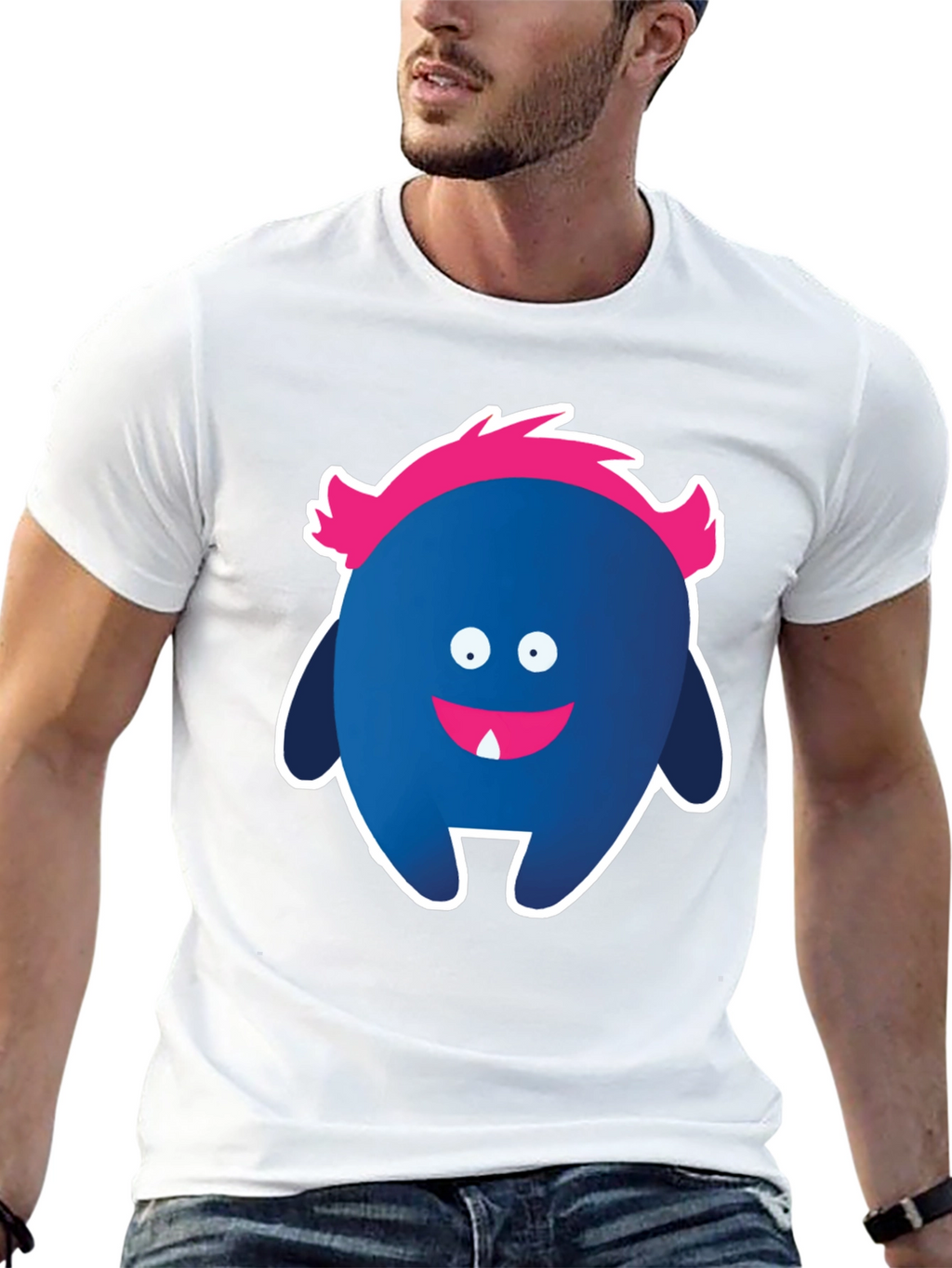 Funny Monster Graphic Tee - Black Cotton T-Shirt