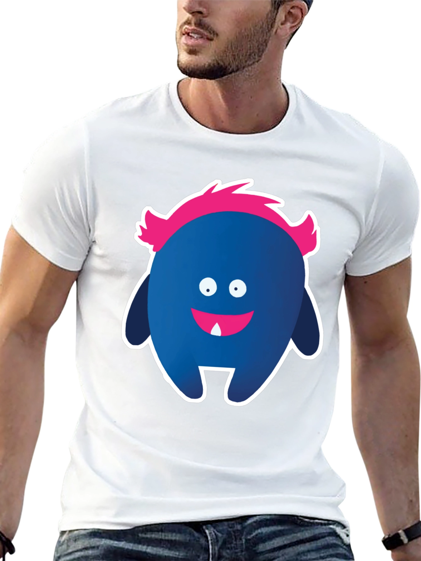 Funny Monster Graphic Tee - Black Cotton T-Shirt