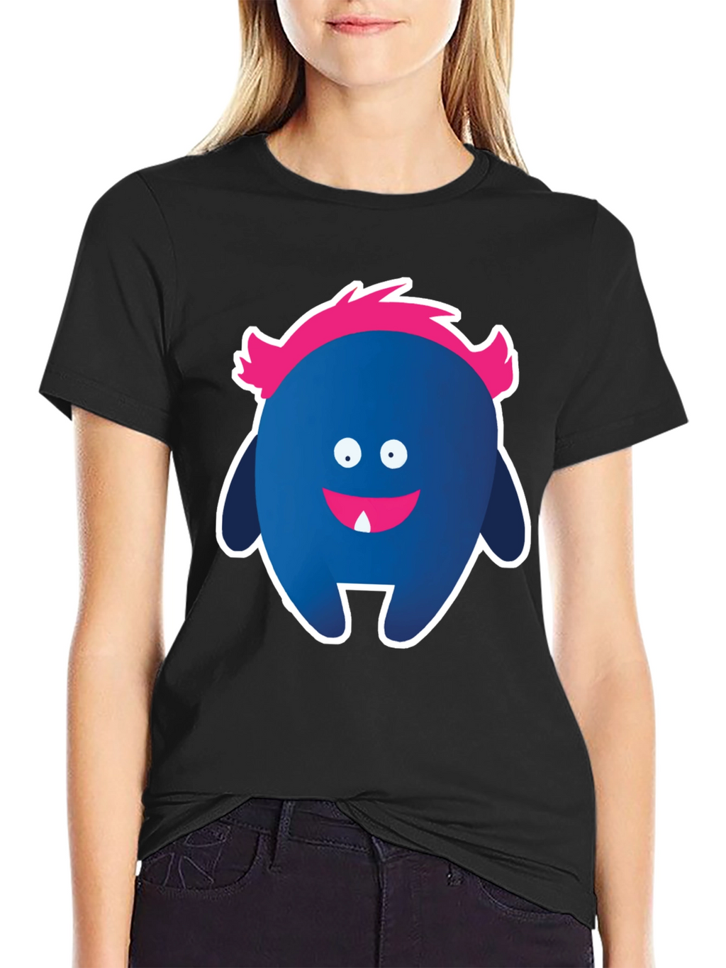 Funny Monster Graphic Tee - Black Cotton T-Shirt