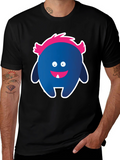 Funny Monster Graphic Tee - Black Cotton T-Shirt
