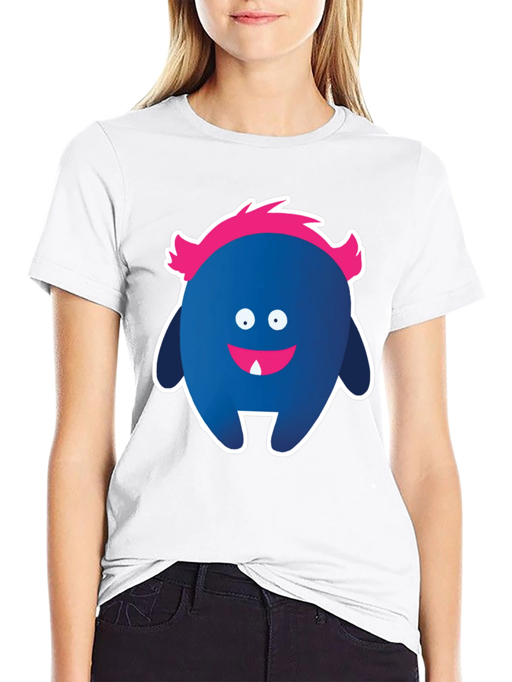 Funny Monster Graphic Tee - Black Cotton T-Shirt