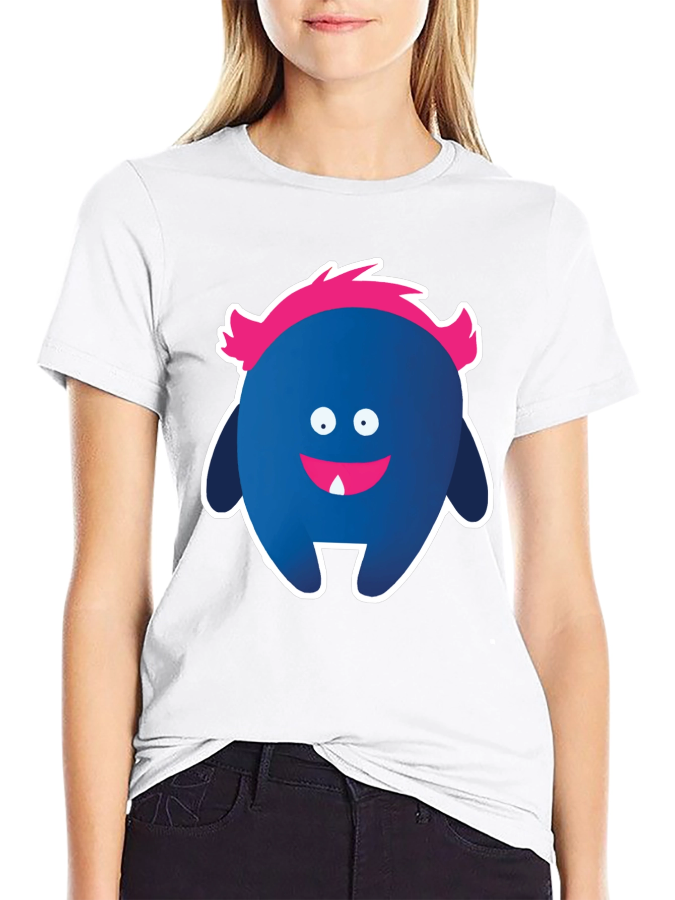 Funny Monster Graphic Tee - Black Cotton T-Shirt