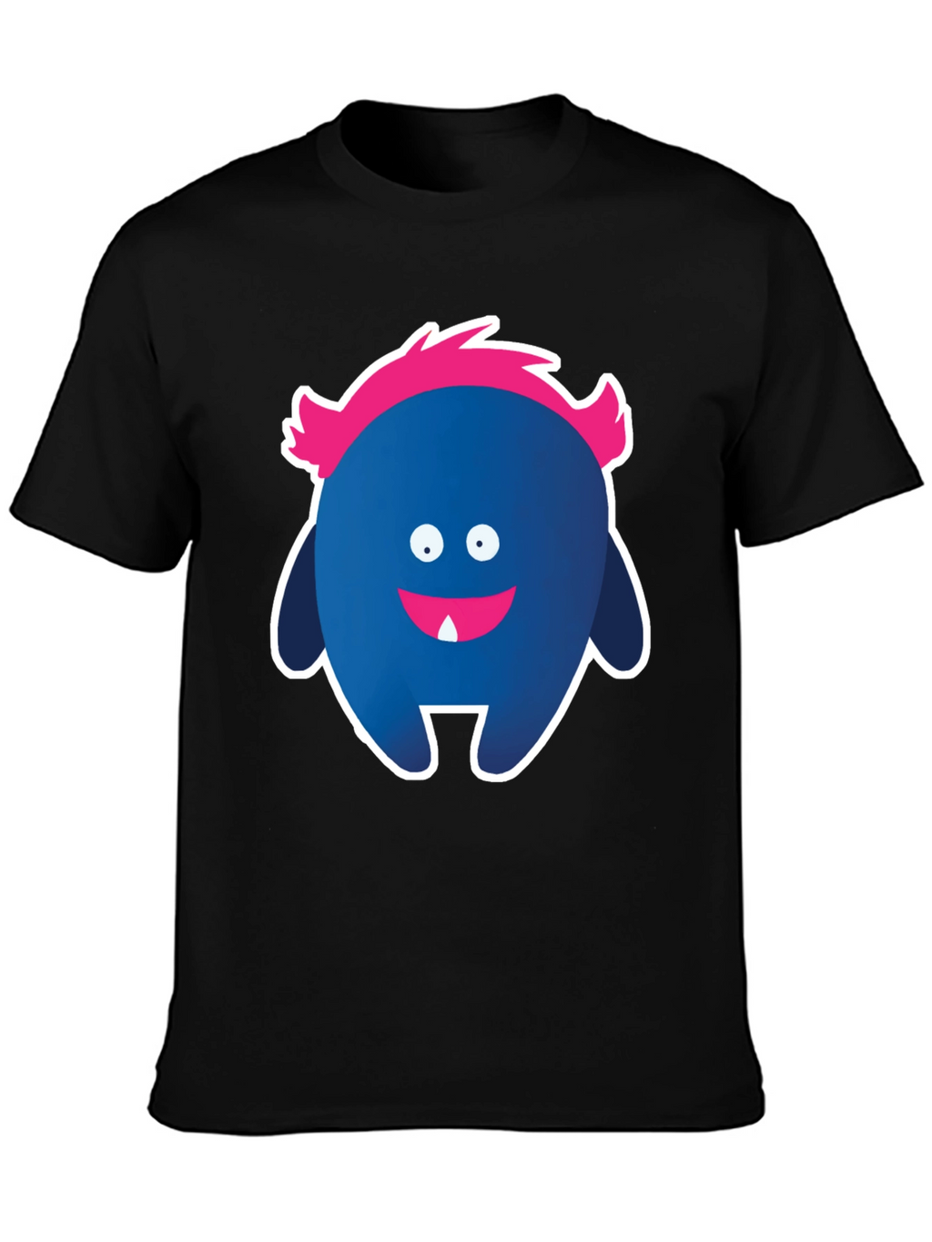 Funny Monster Graphic Tee - Black Cotton T-Shirt