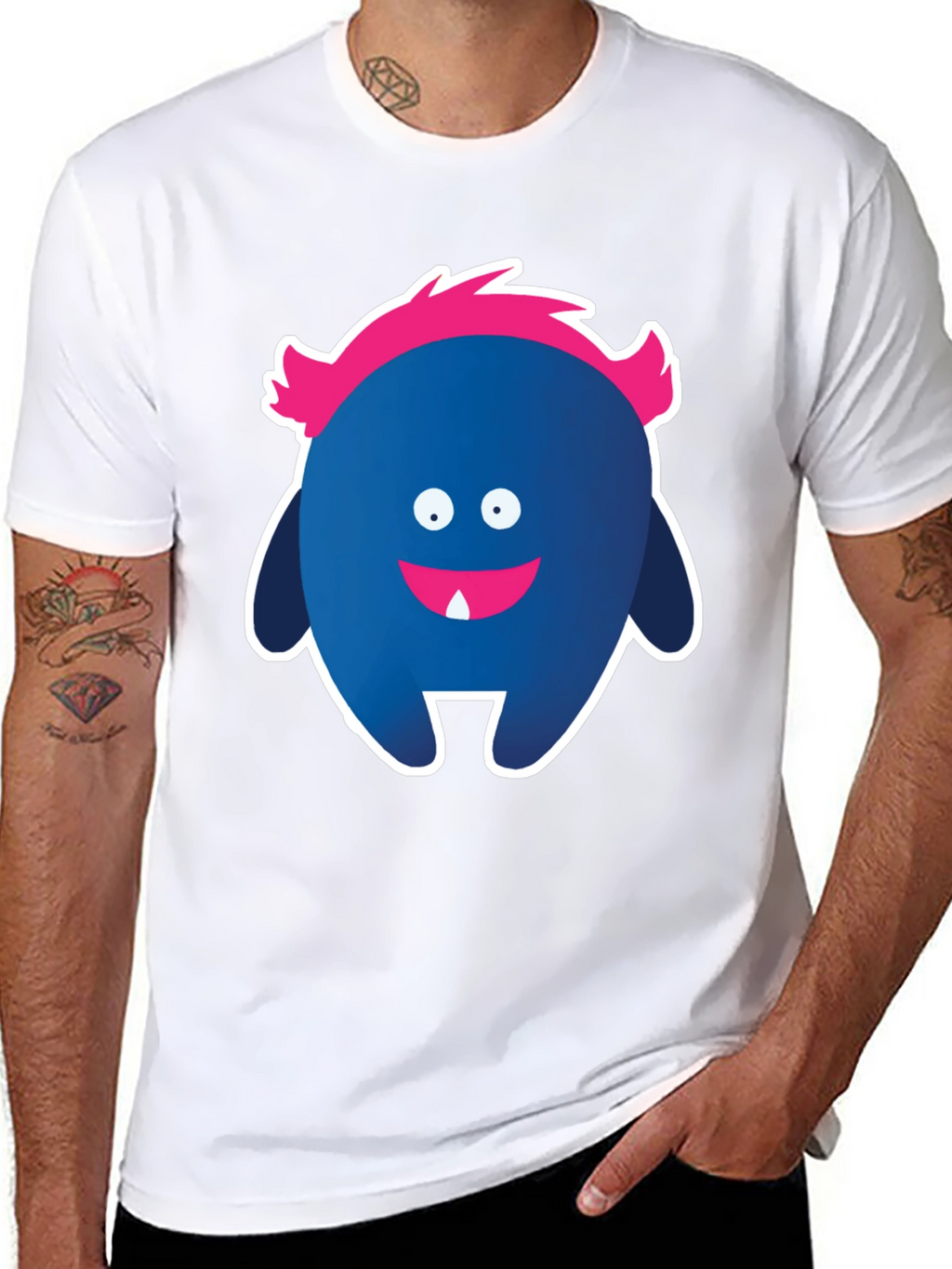 Funny Monster Graphic Tee - Black Cotton T-Shirt
