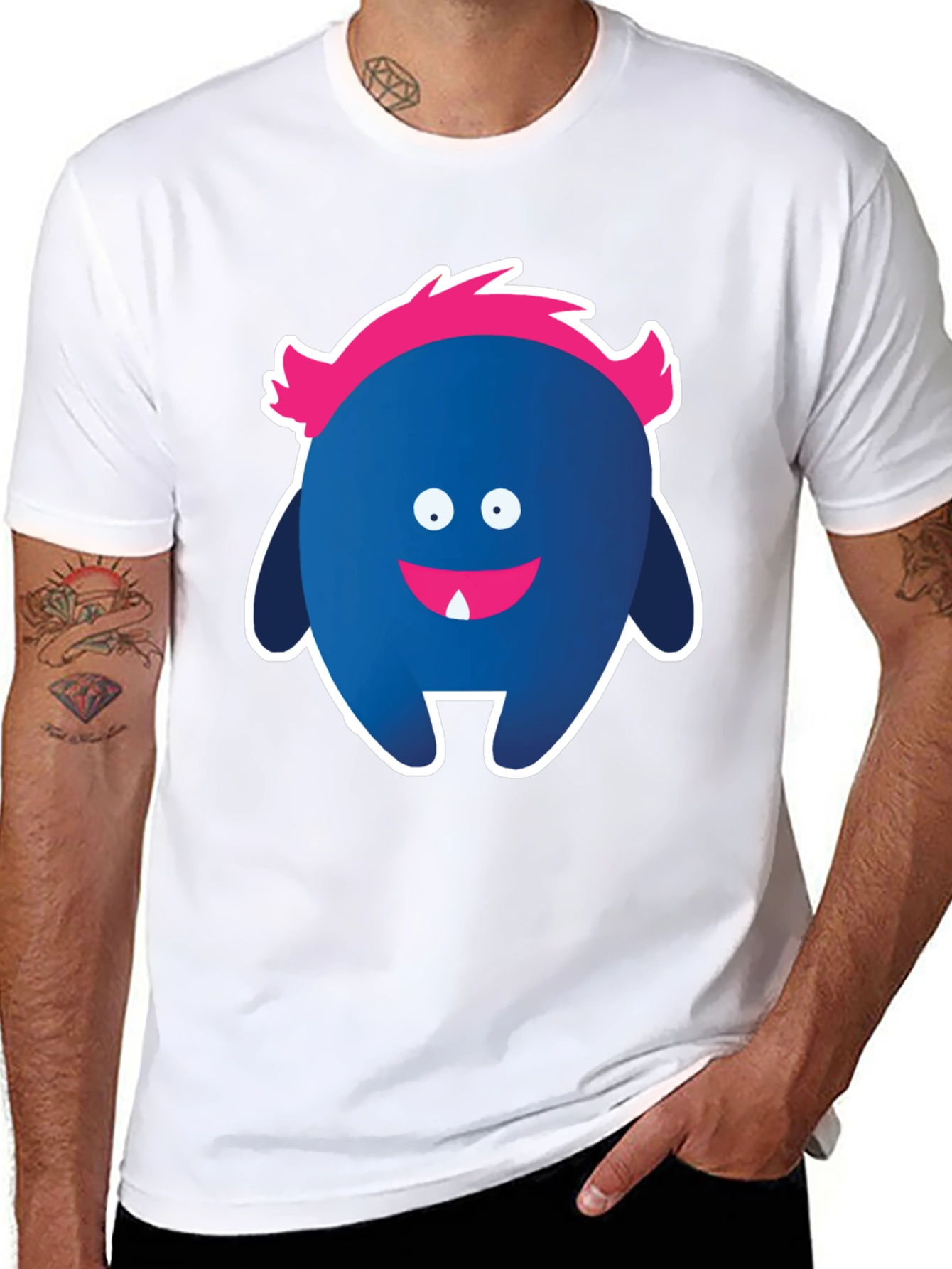 Funny Monster Graphic Tee - Black Cotton T-Shirt