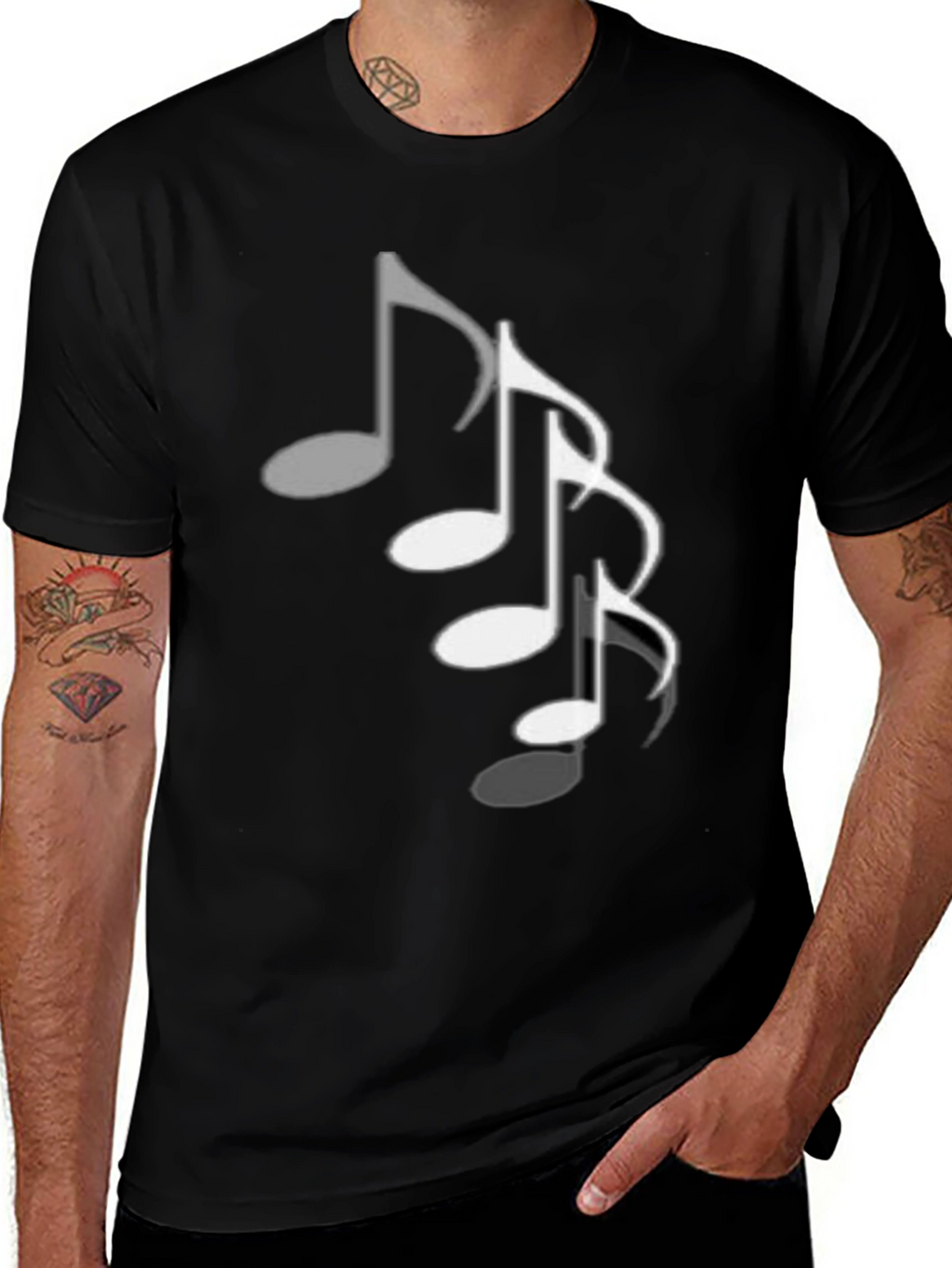 Musical Note T-Shirt - Black Cotton Tee
