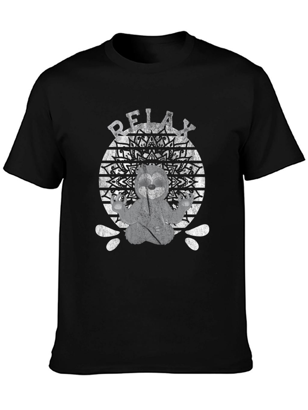 Relax Sloth Mandala Black T-Shirt